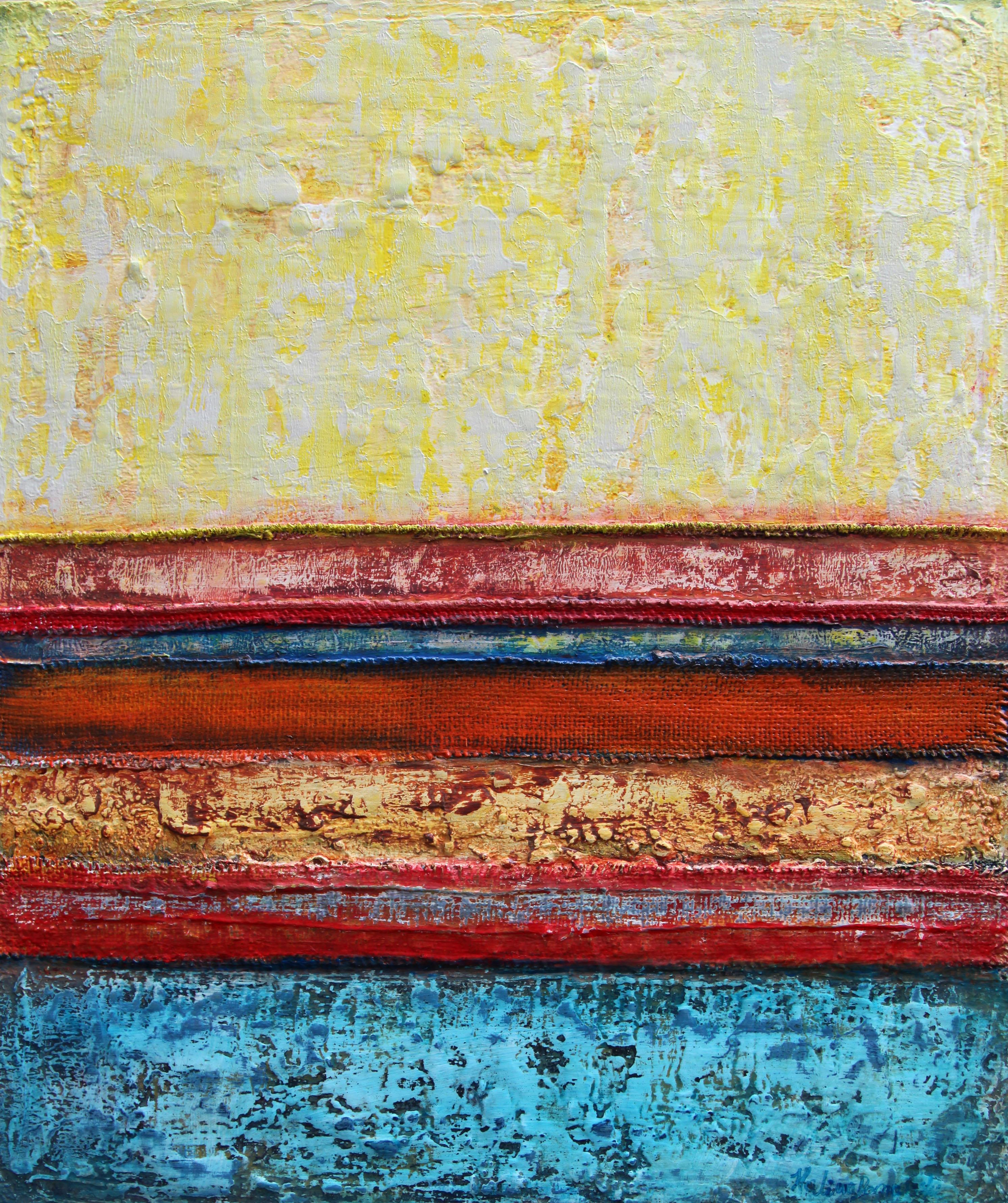 Caribbean Sunset Mixed Media on canvas Modern Abstract Signed 2010+