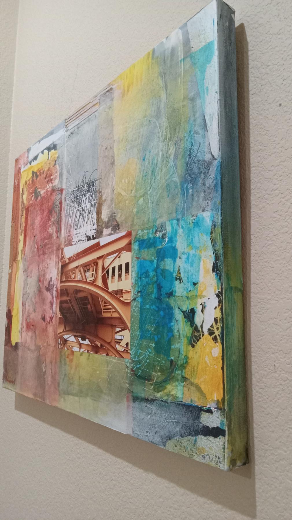 Golden Time - Abstract Mixed Media Art by  Halina Domanski
