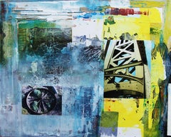 Golden Time Collage a tecnica mista su tela, astratto, firmato, 2000-2009