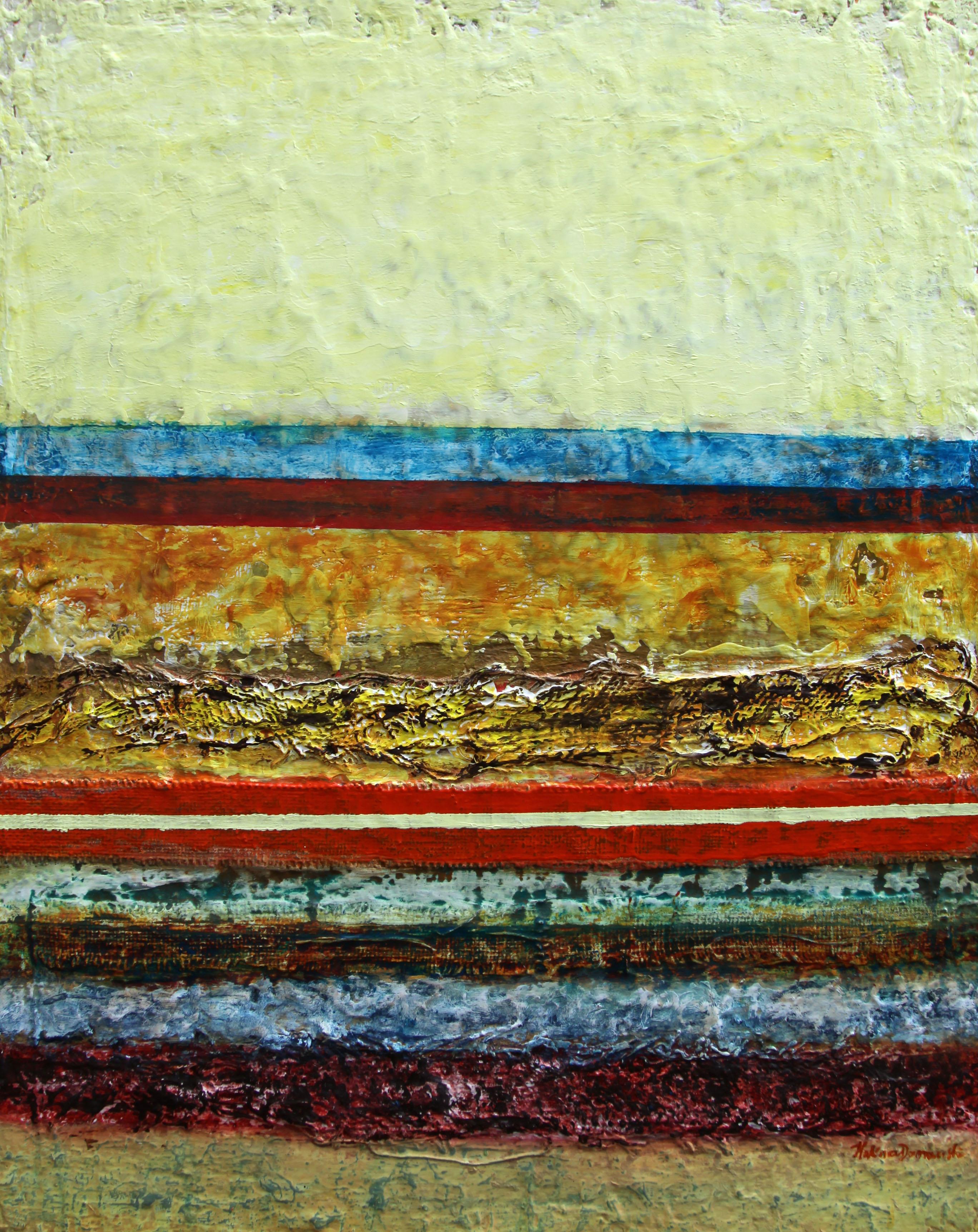 Sunshine in The Desert Acrylic Painting, Mixed Media, 30x24 Inches