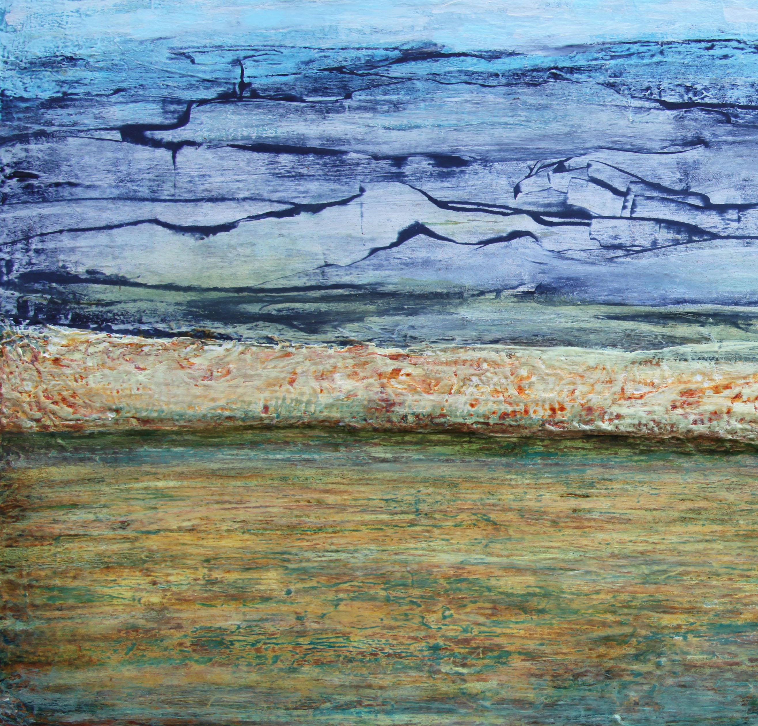 Beautiful Landforms - Gray Abstract Painting by  Halina Domanski