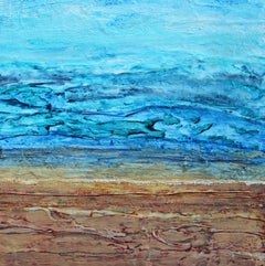Bright Blue Sky Acrylic Painting, Textured, Signed, 24x30 Inches