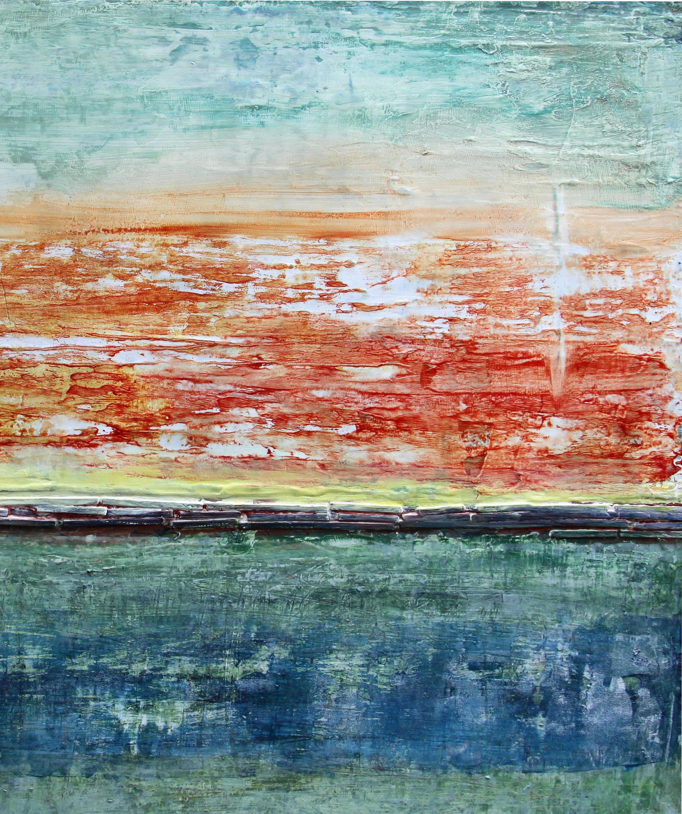 Great Future - Gray Abstract Painting by  Halina Domanski