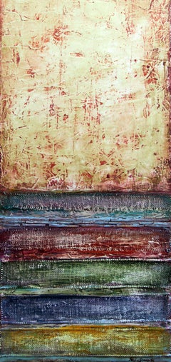 Happy Moments Abstract Painting, Acrylic on Canvas, Signed, 40x16 in