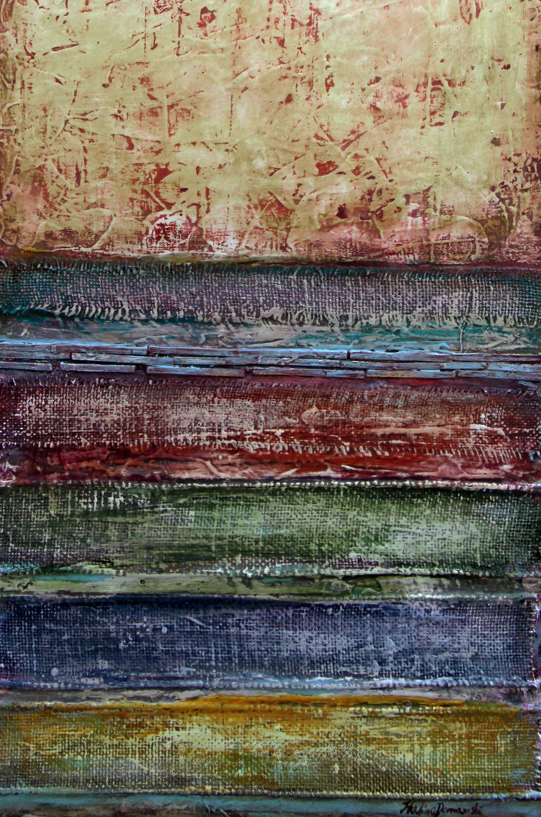Happy Moments - Beige Abstract Painting by  Halina Domanski
