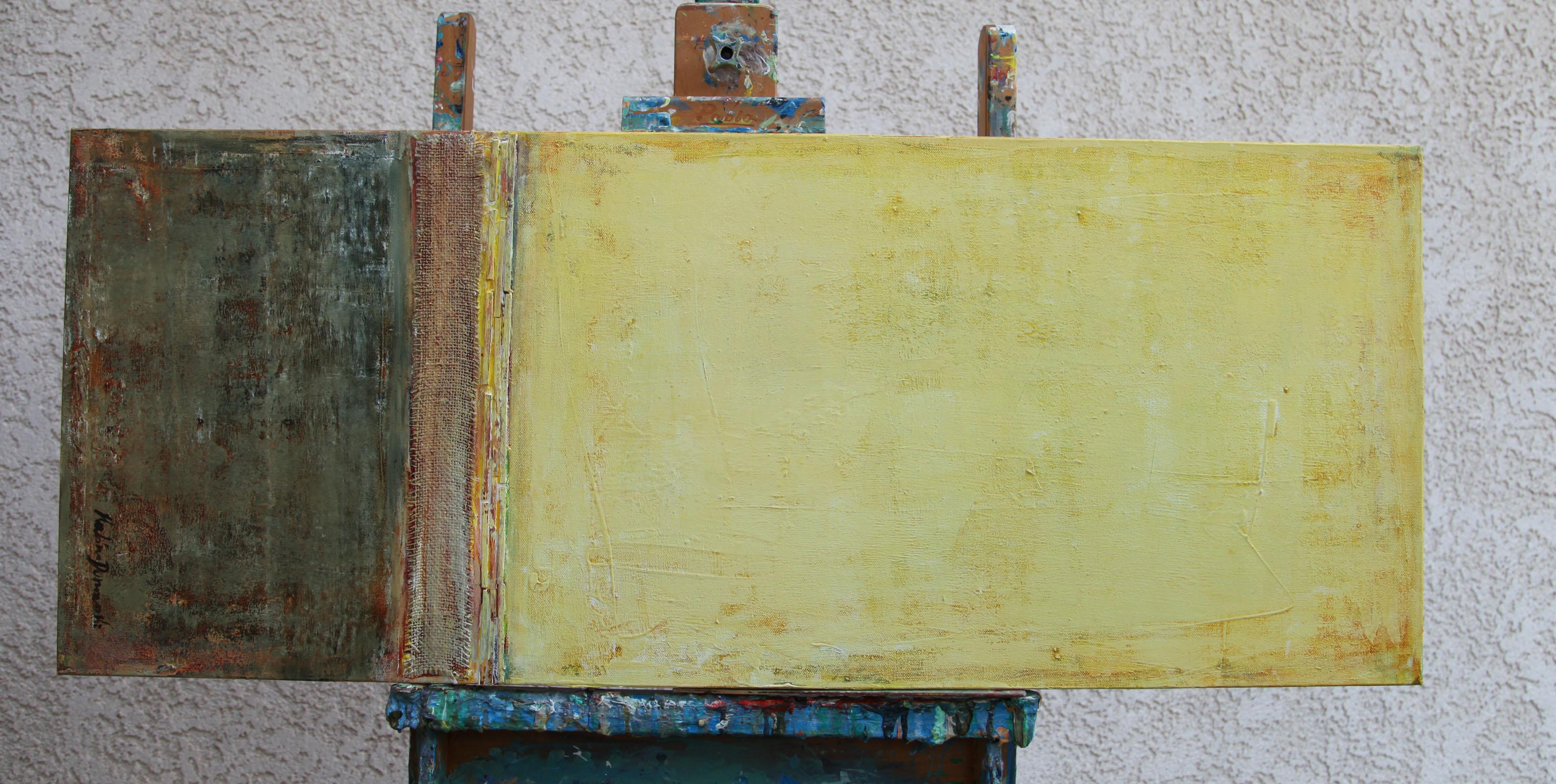 Hello Sunshine - Beige Abstract Painting by  Halina Domanski