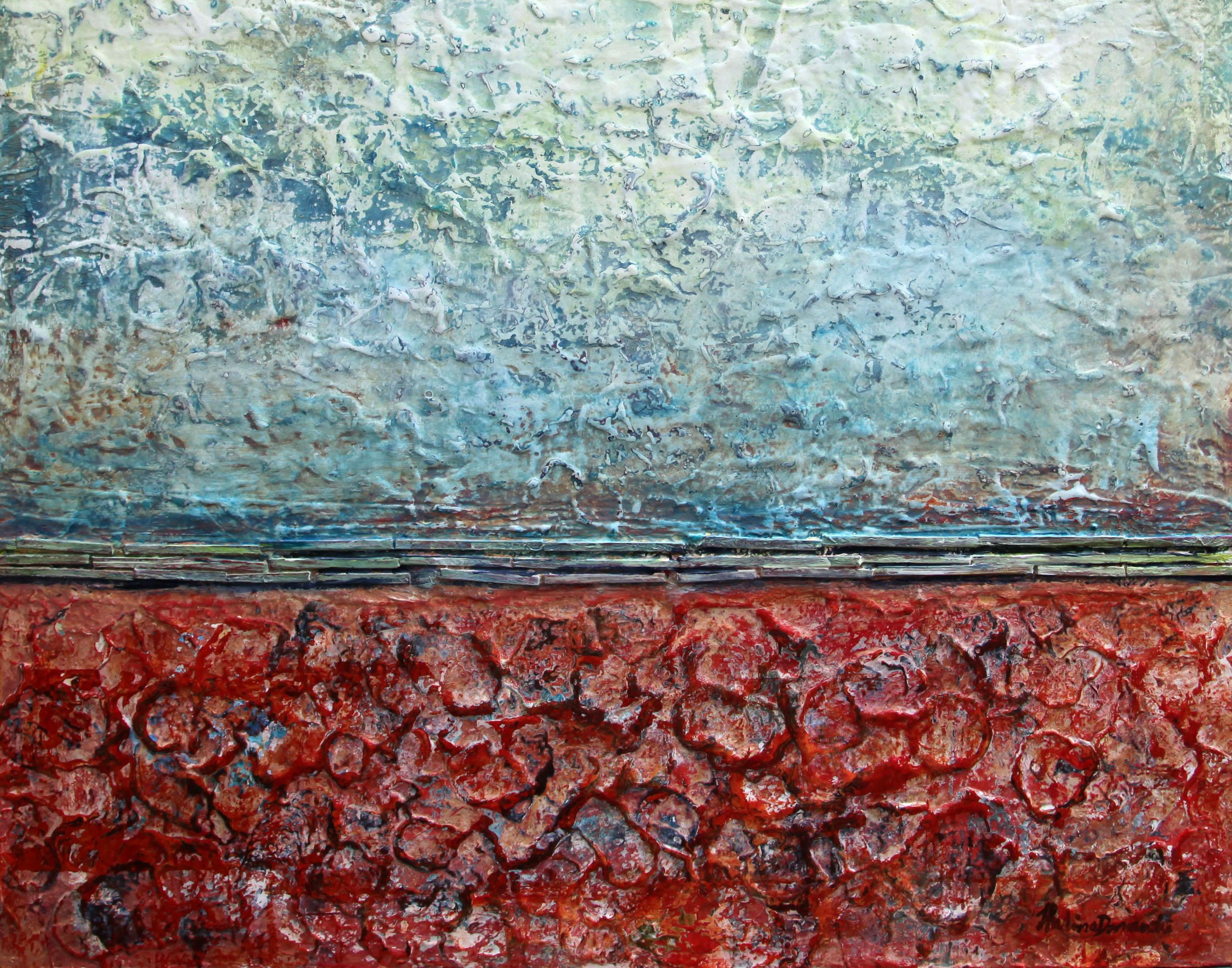 My composition is always guided by an intuitive sense of balance, natural colors and textures.
It was painted with professional acrylic colors. I applied multiple layers of acrylic paint then scrapped and added new layers of acrylic paint to create