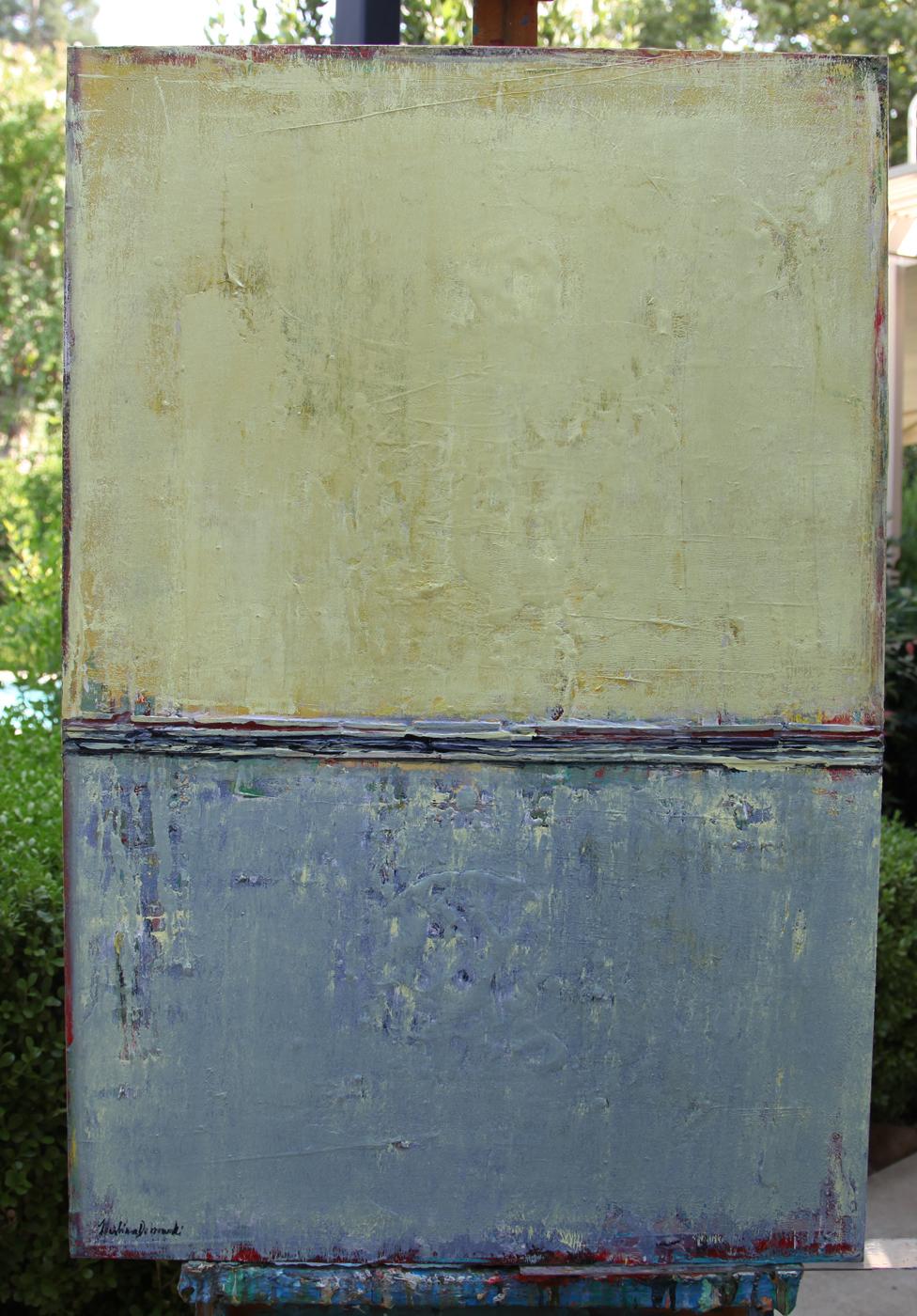 Dieses hochwertige Acrylgemälde ist auf galerieumwickelter Leinwand gemalt, ohne dass eine Rahmung erforderlich ist, da die Ränder bemalt sind. Schichtungen und Texturen dienen als Grundlage für meine Malerei. Ich habe mich von der Natur inspirieren