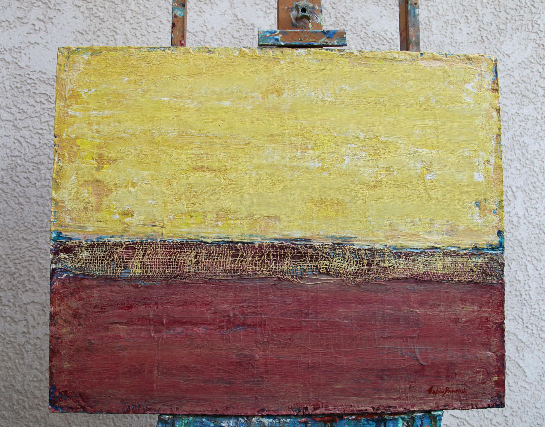 Roter Sonnenuntergang (Beige), Abstract Painting, von  Halina Domanski