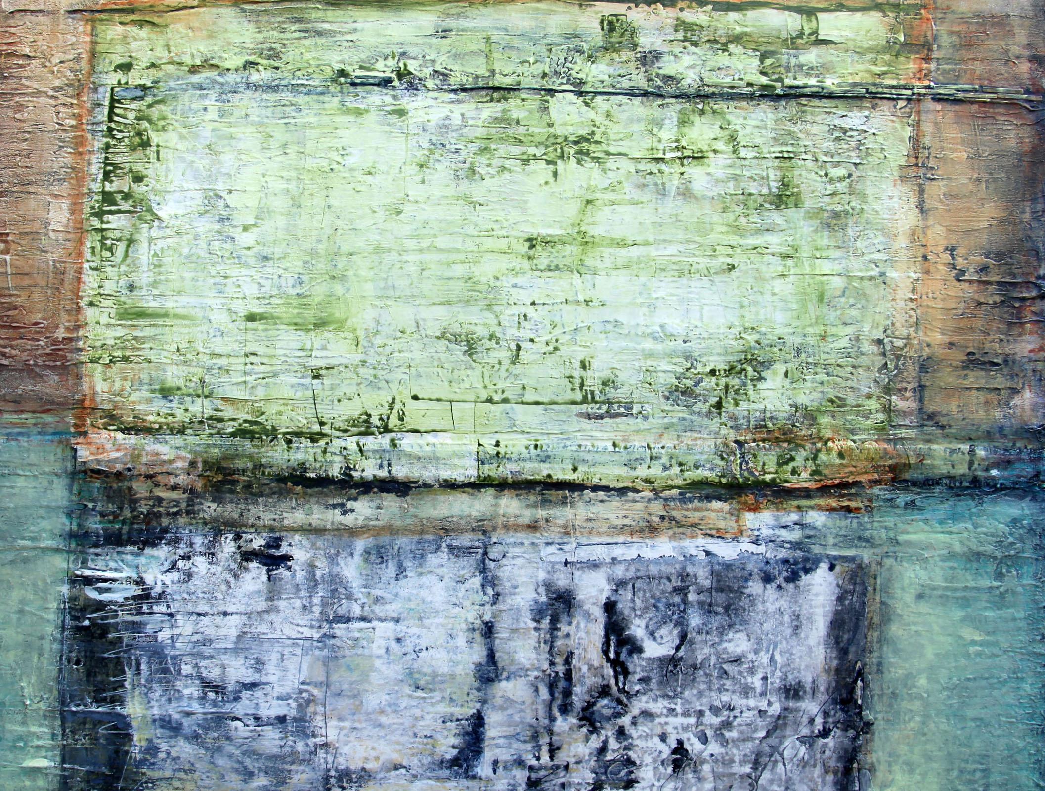 Reflection - Gray Abstract Painting by  Halina Domanski