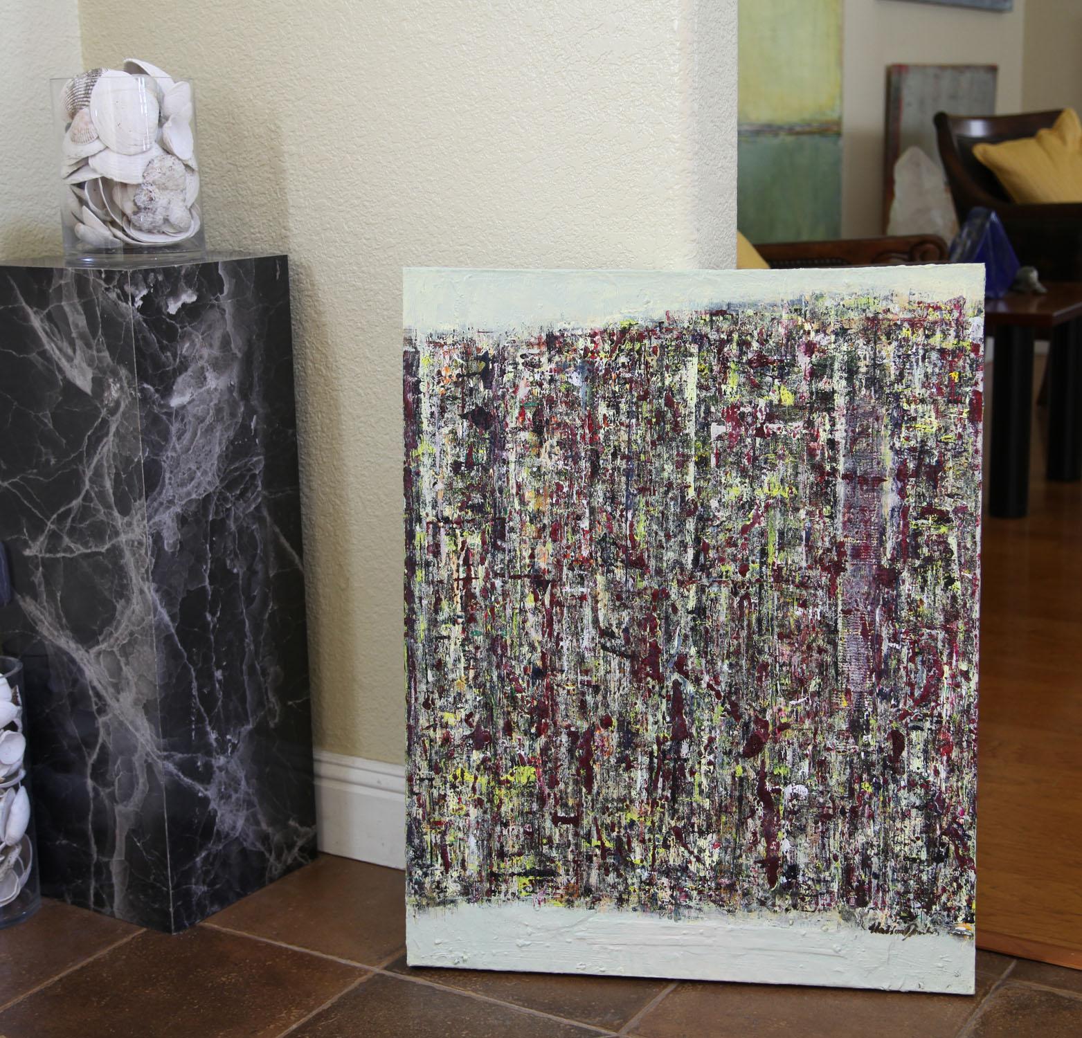 Leben in der Vorstadt (Grau), Abstract Painting, von  Halina Domanski