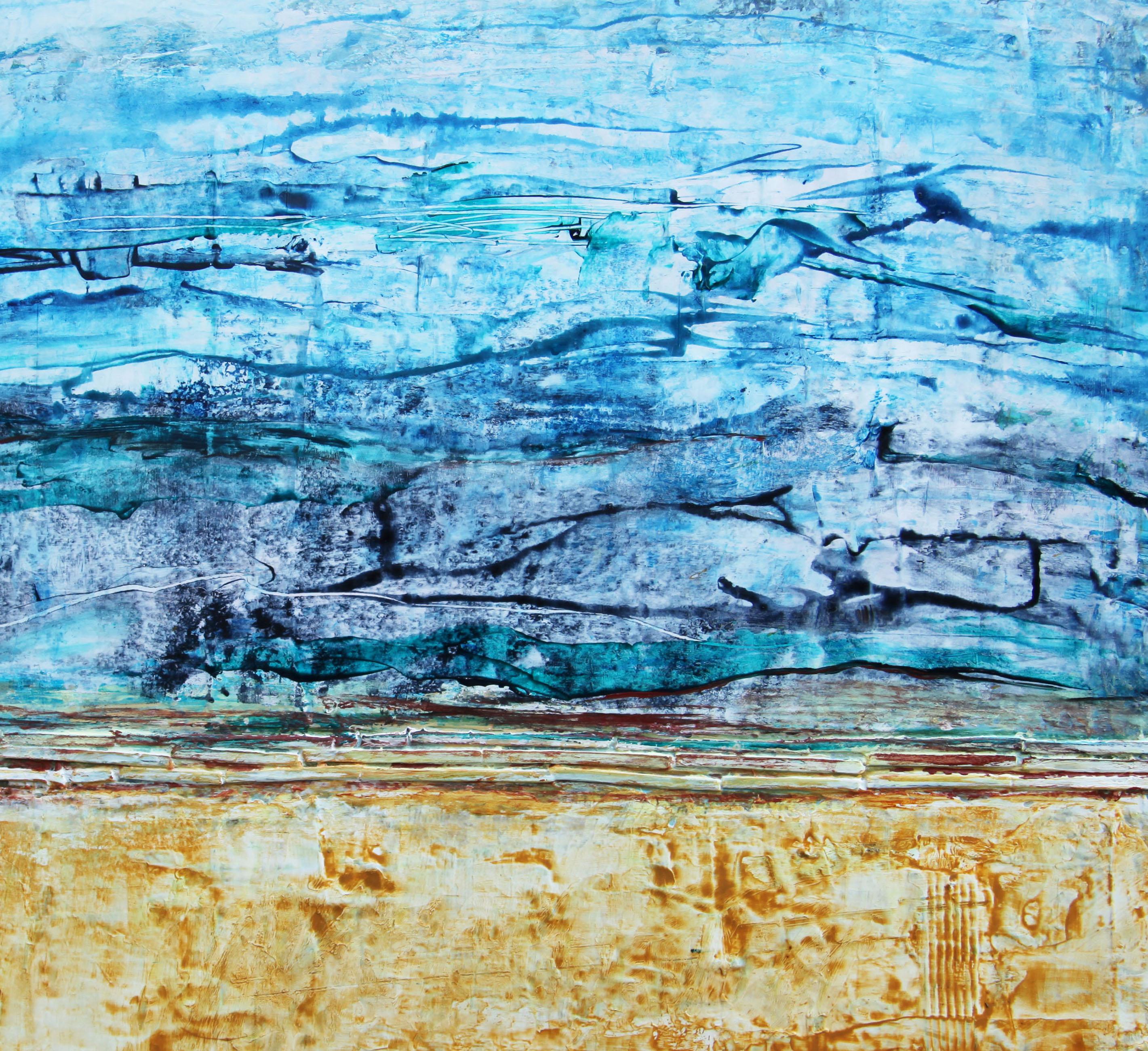 Summer Sea - Abstract Expressionist Painting by  Halina Domanski