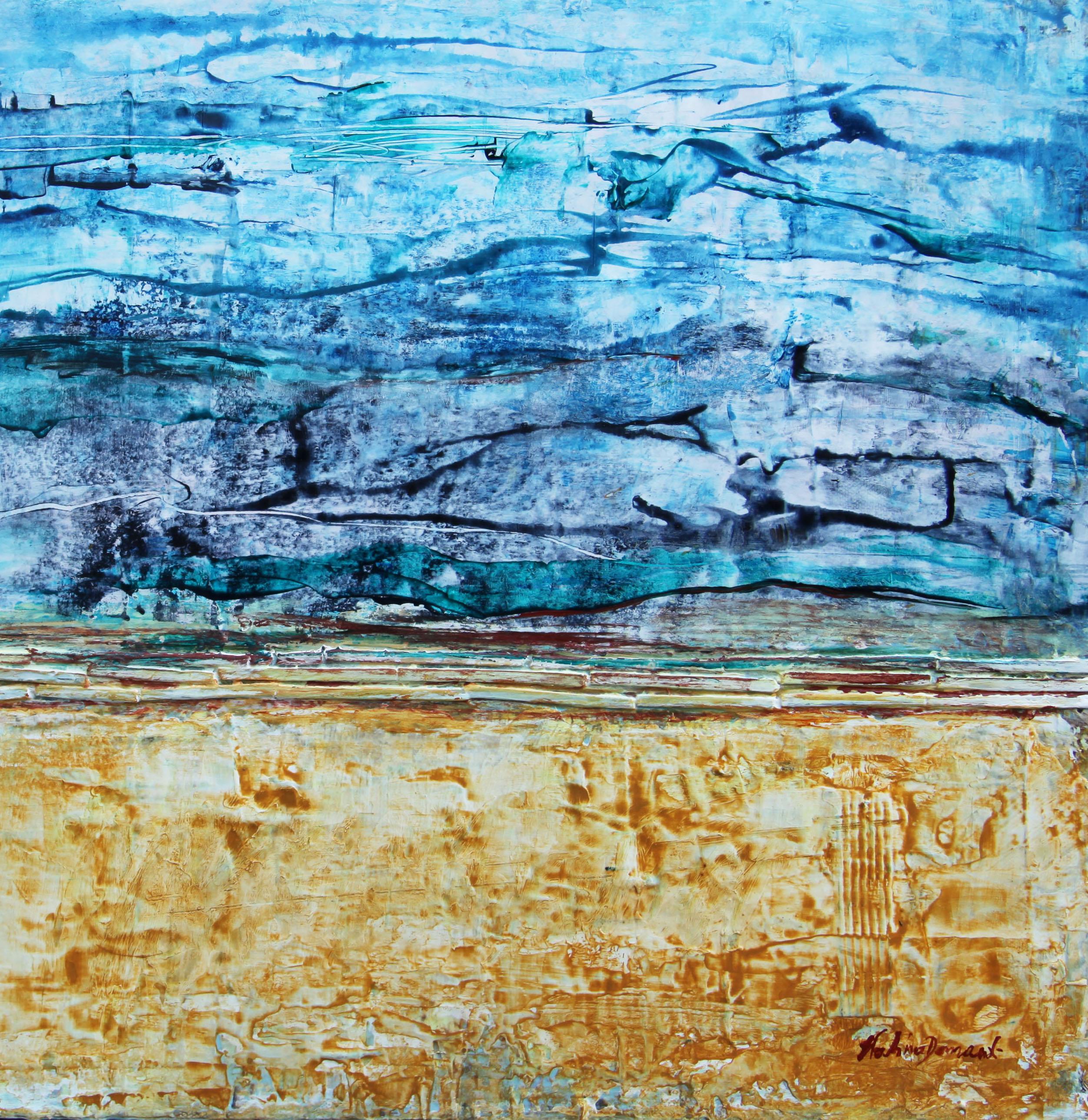 Summer Sea - Blue Abstract Painting by  Halina Domanski