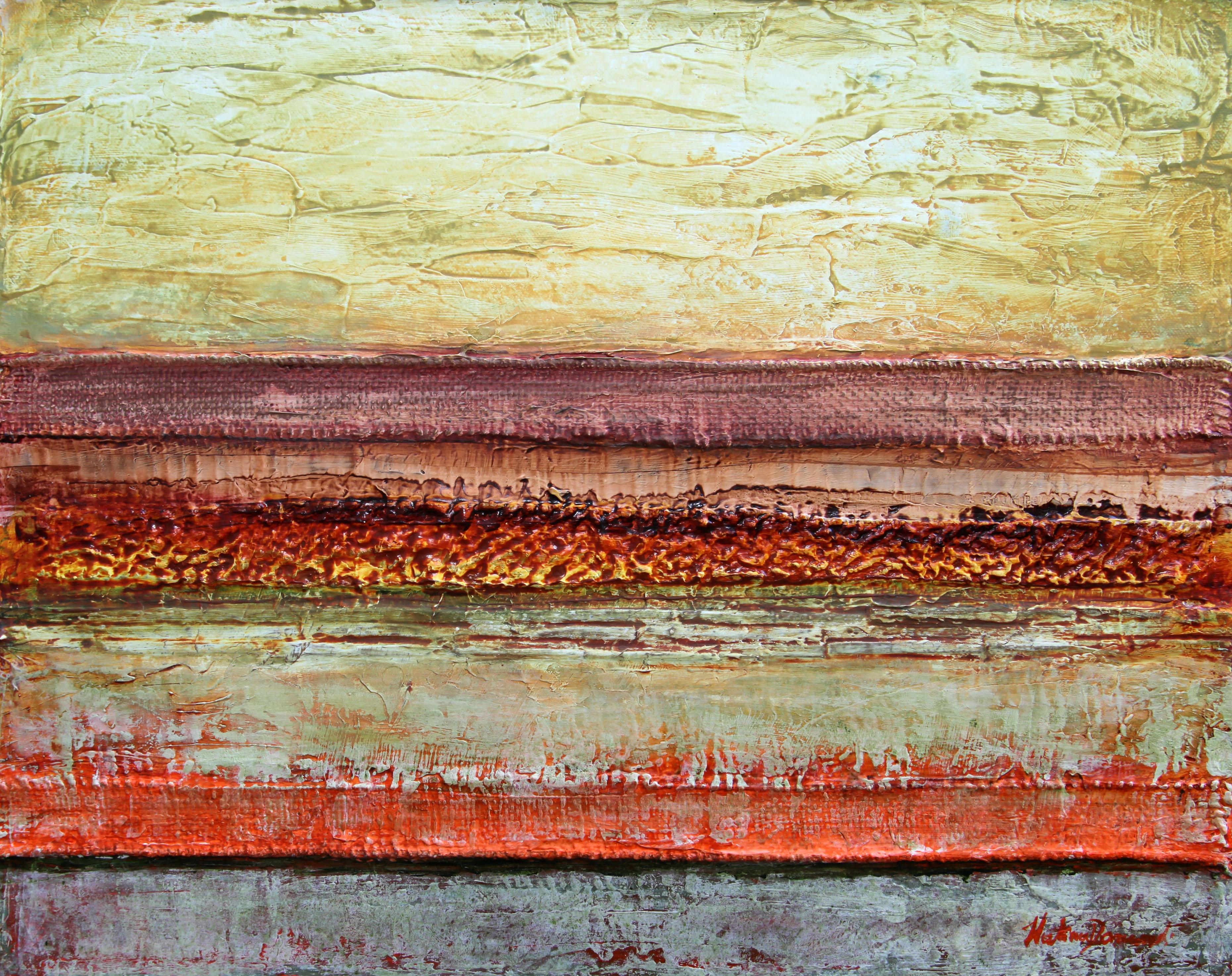 Plage texturée Acrylique sur toile . Peinture abstraite Signé Contemporary 2010+