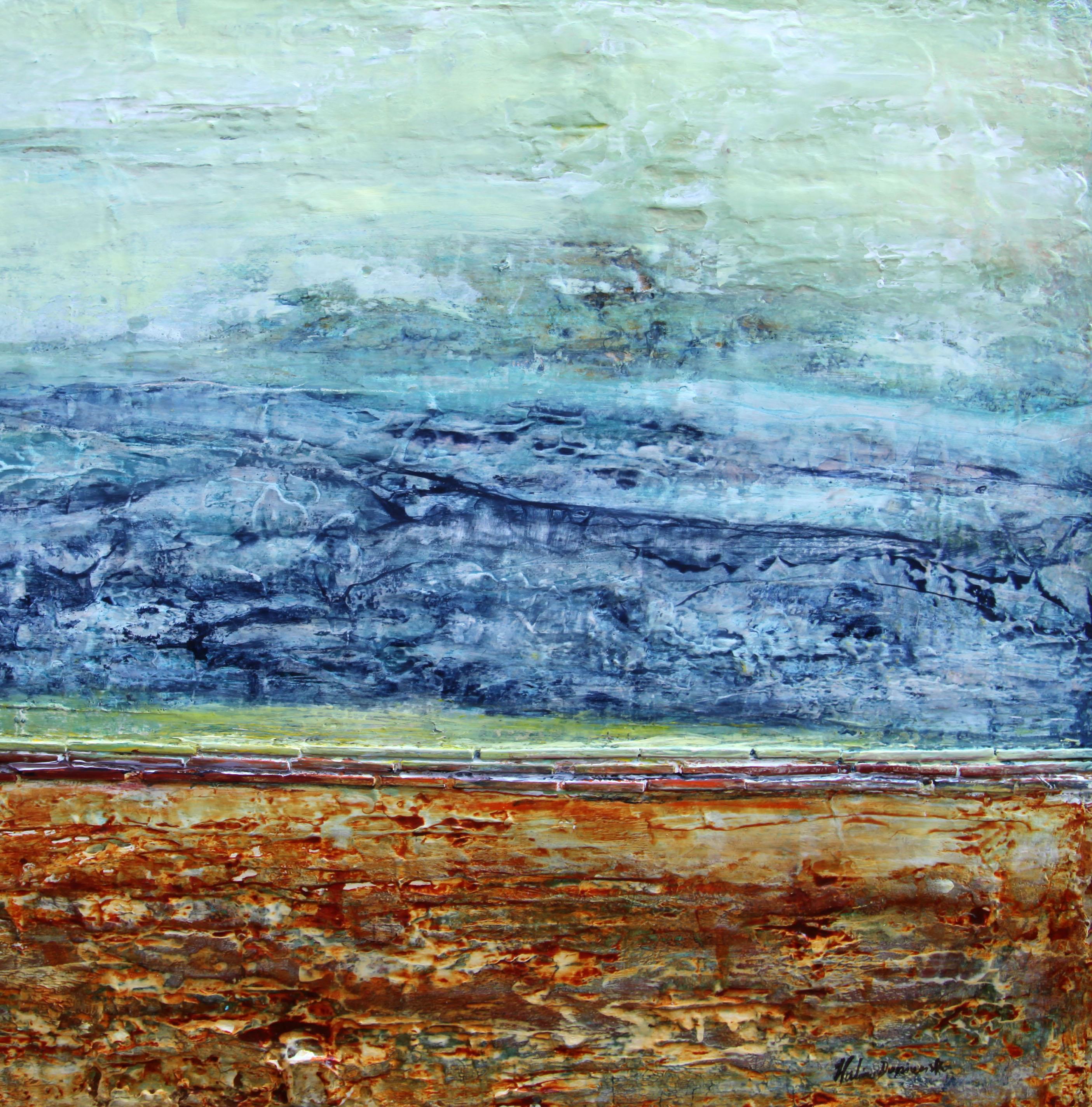 Wild Dog - Gray Abstract Painting by  Halina Domanski