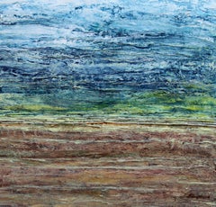 Yellow Beach Abstract Painting, Acrylic on Canvas, Signed, 2010-