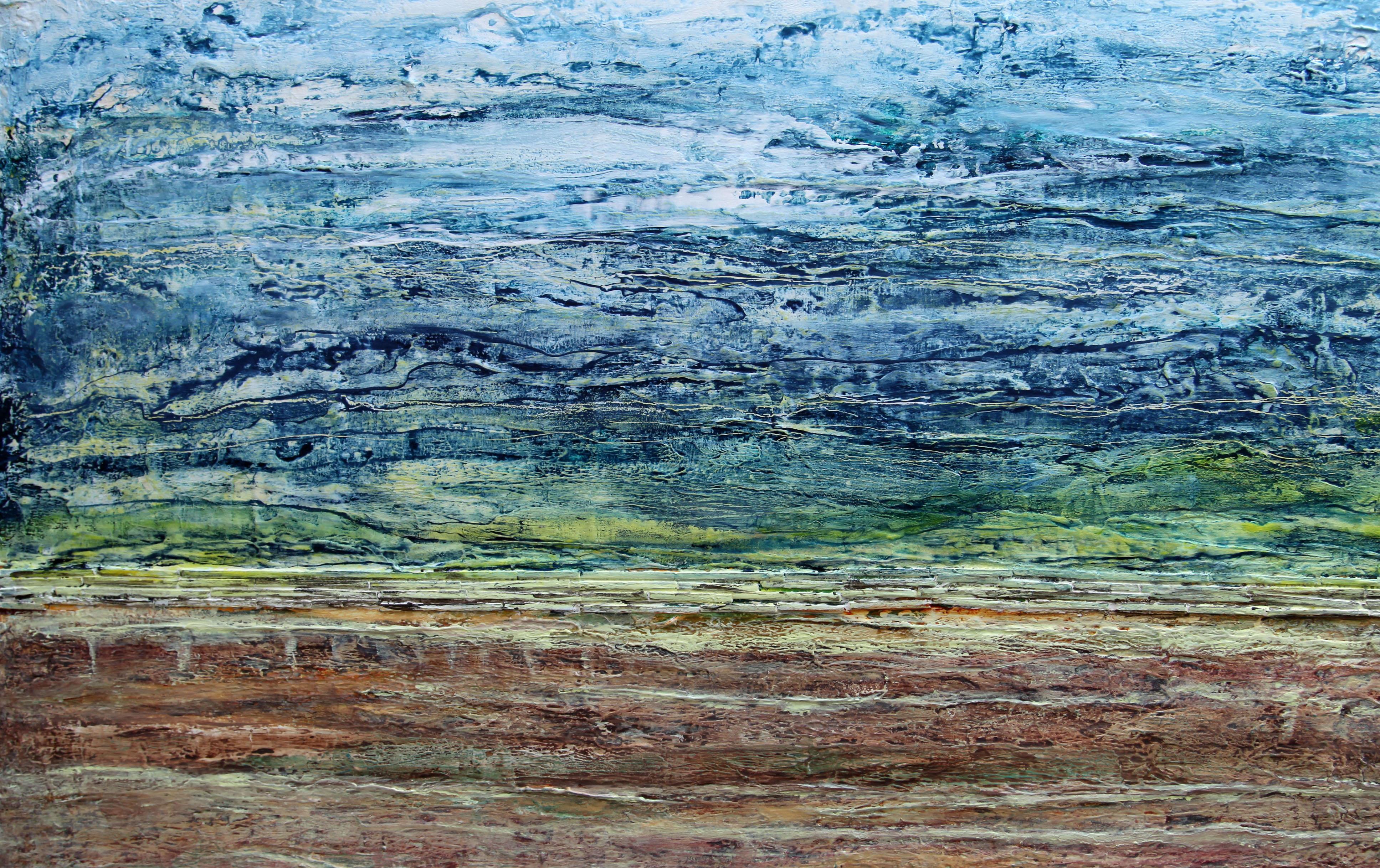 Yellow Beach - Abstract Expressionist Painting by  Halina Domanski