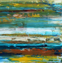 Équilibre et simplicité – Peinture abstraite contemporaine aux rayures texturées et aux couleurs vives