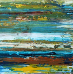 Équilibre et simplicité – Peinture abstraite contemporaine aux rayures texturées et aux couleurs vives