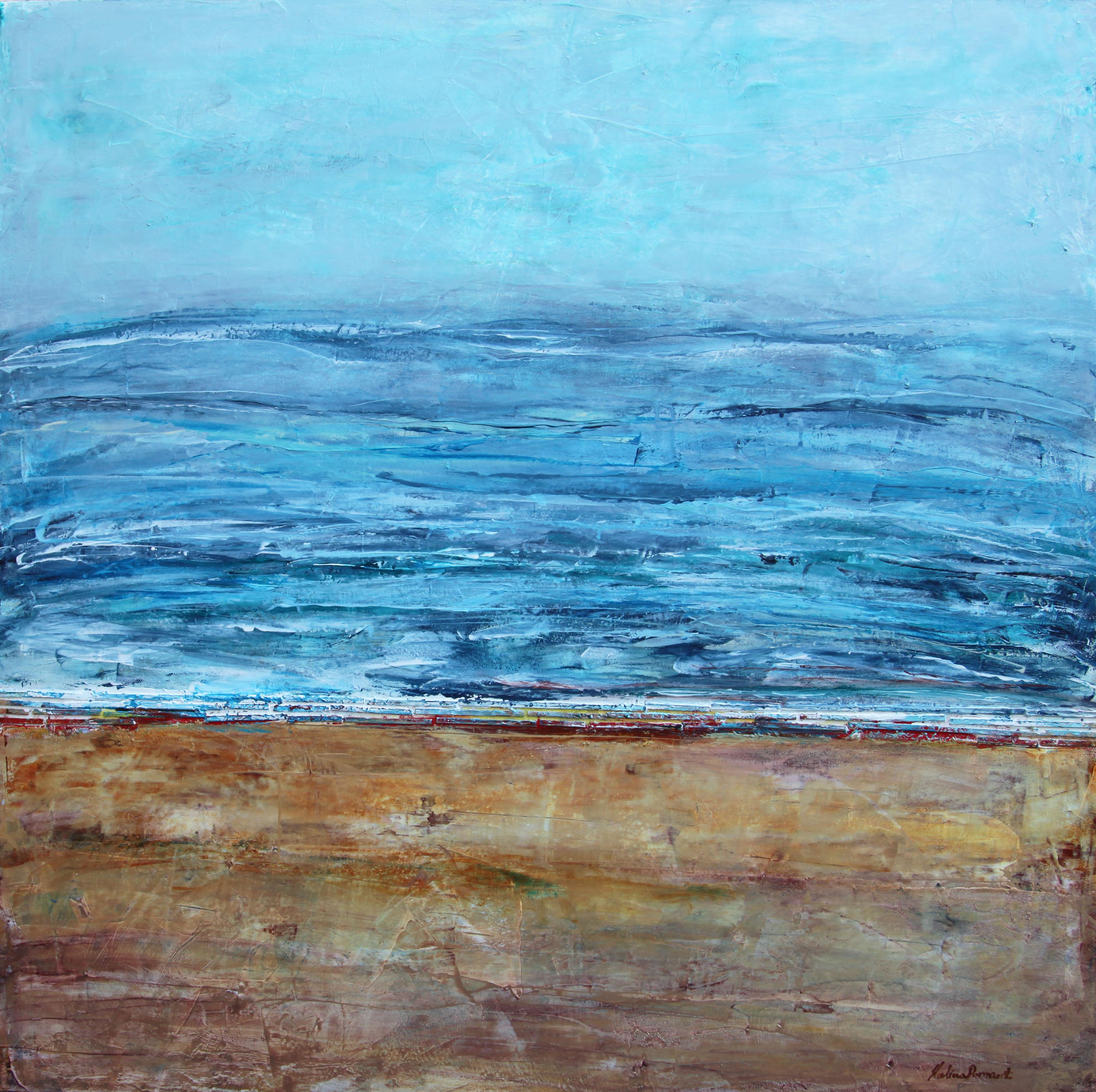 Misty Sea - Abstract Expressionist Painting by Halina Domanski