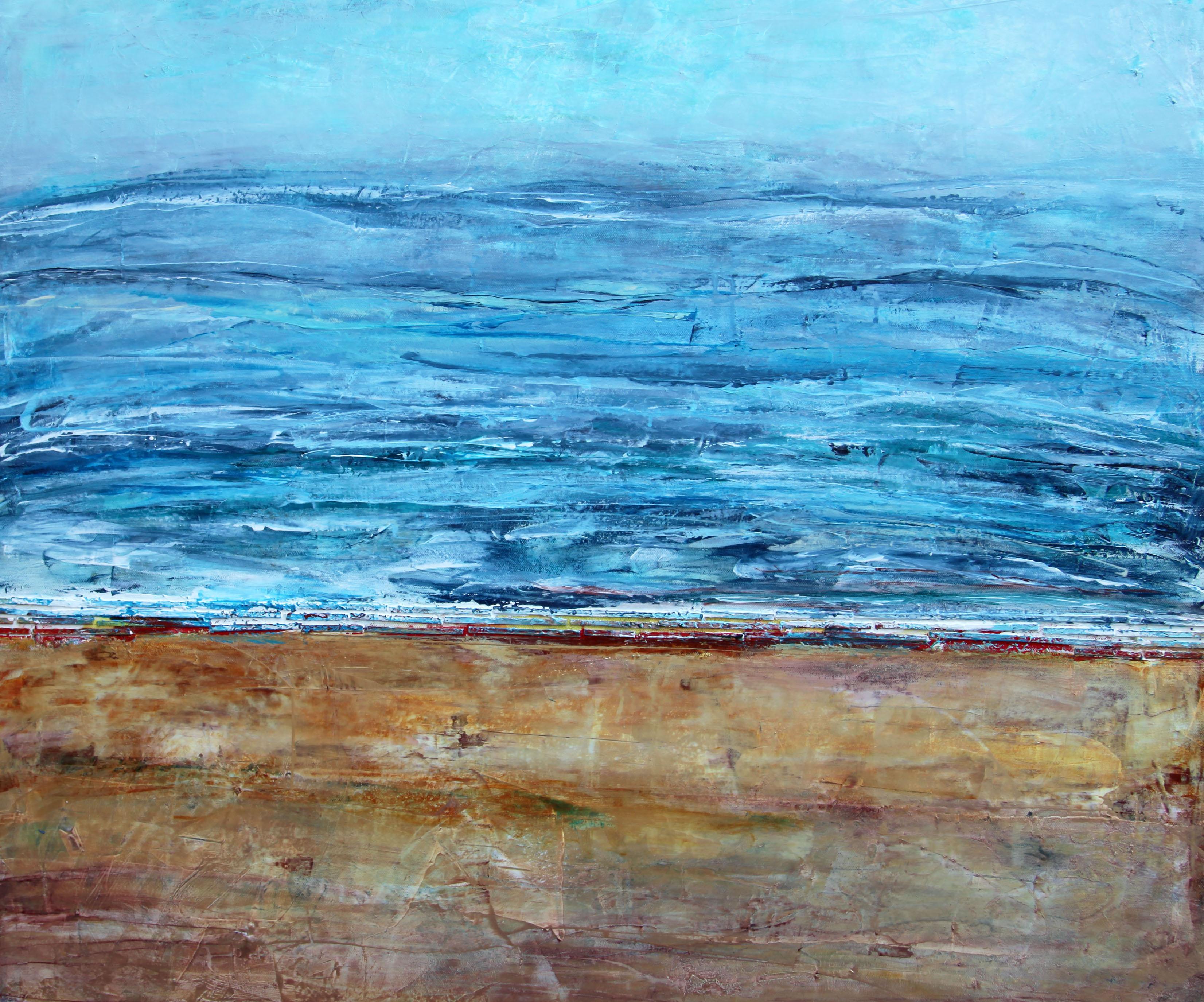 Misty Sea - Blue Abstract Painting by Halina Domanski