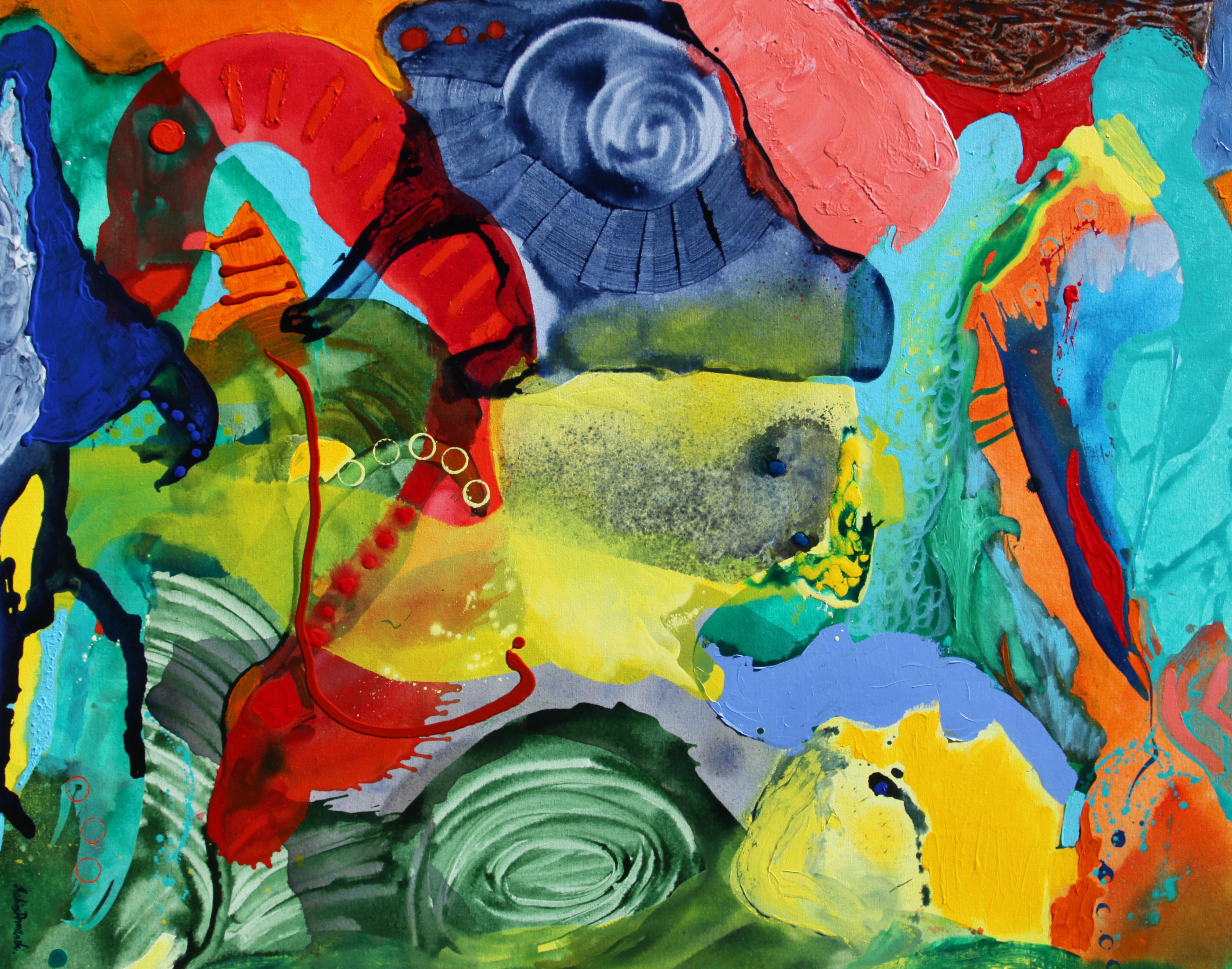 Sunrise in Hawaii Acrylic on canvas Color Field Painting .Signed 2008