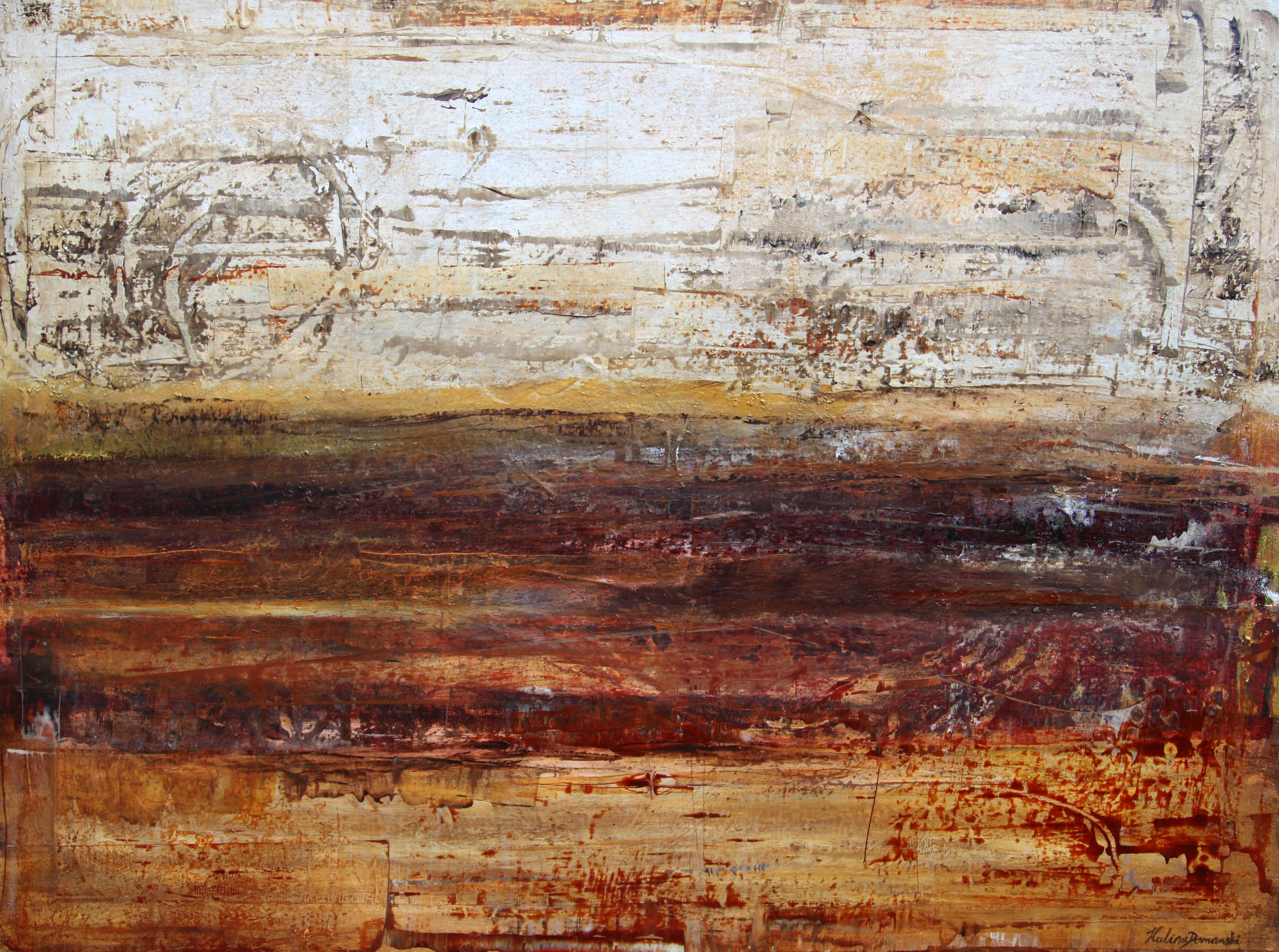 Abstract Painting Halina Domanski - Sweet Brandy Acrylic on canvas Abstract painting Signed 2010+