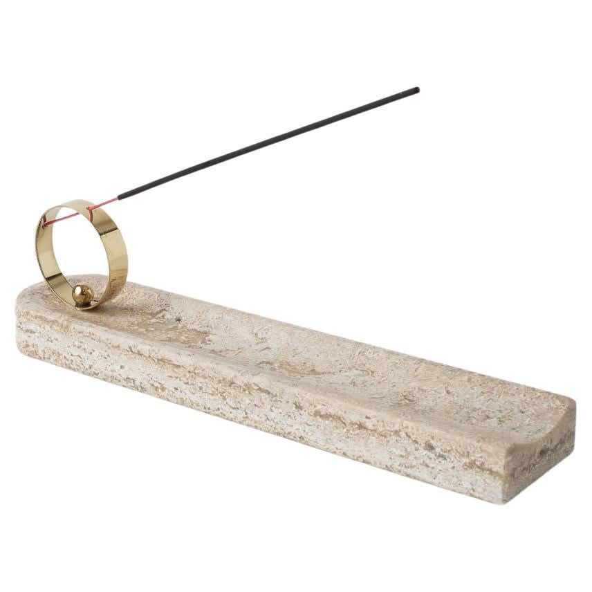 Halka Brass & Travertine Marble Incense Burner