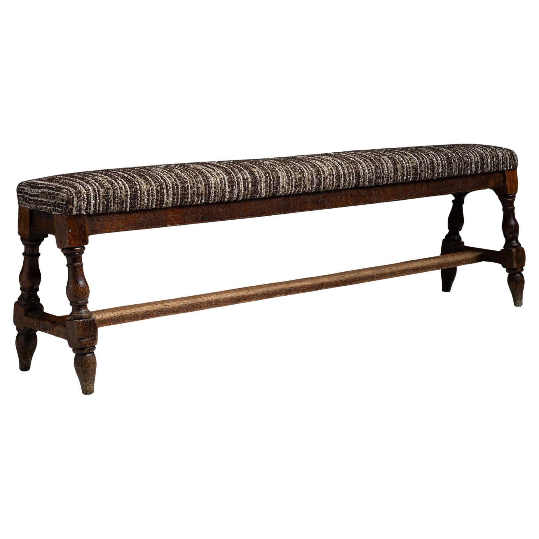 Hall Bench in Wool Blend by de la Cuona Circa 1890 For Sale