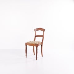 A Hall Chair in Late Empire Style Made In Mahogany & Floral Fabric, 19e siècle