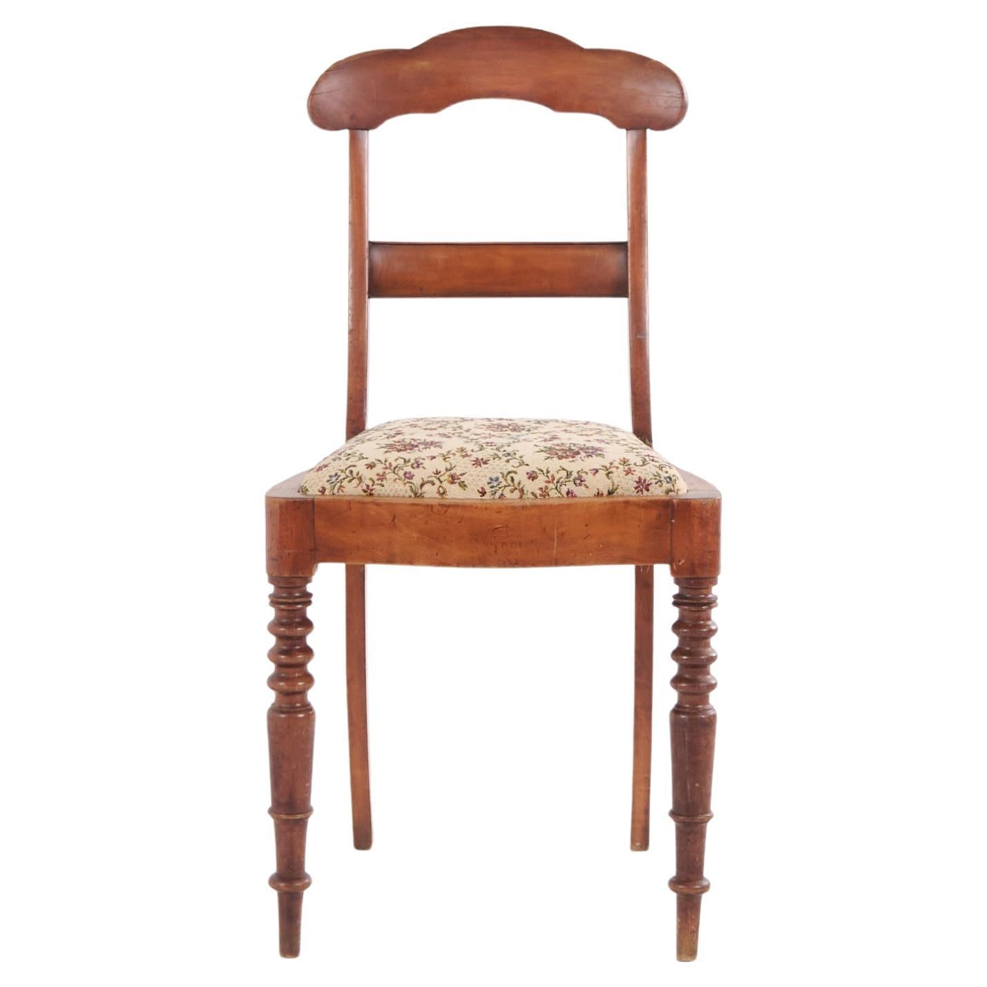 Silla de salón de estilo Imperio tardío de caoba y tela floral, siglo XIX en venta