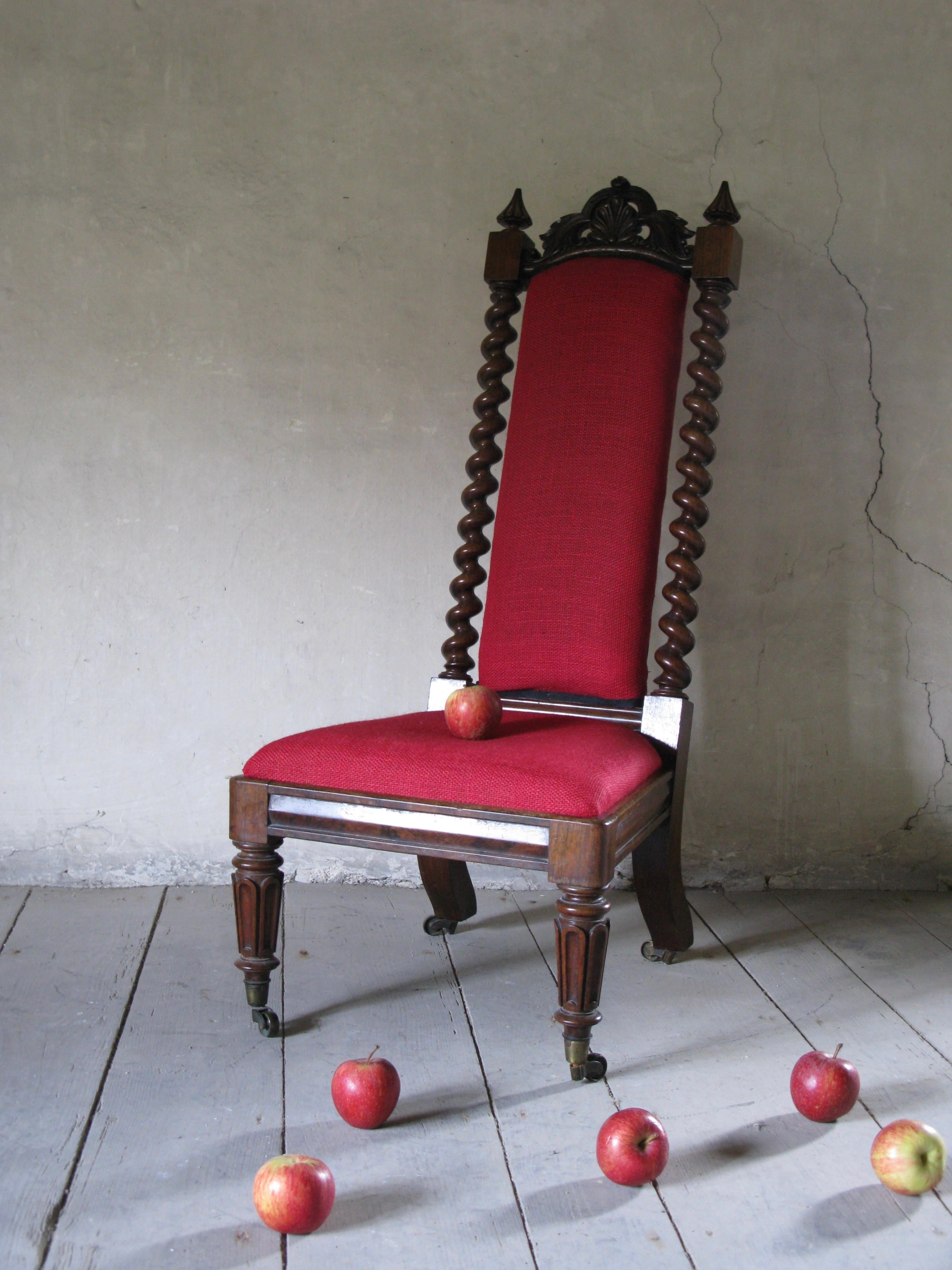 Polished Hall Chair, Nursing Chair, Bedroom Chair, Bobbin Chair, Mahogany Chair For Sale