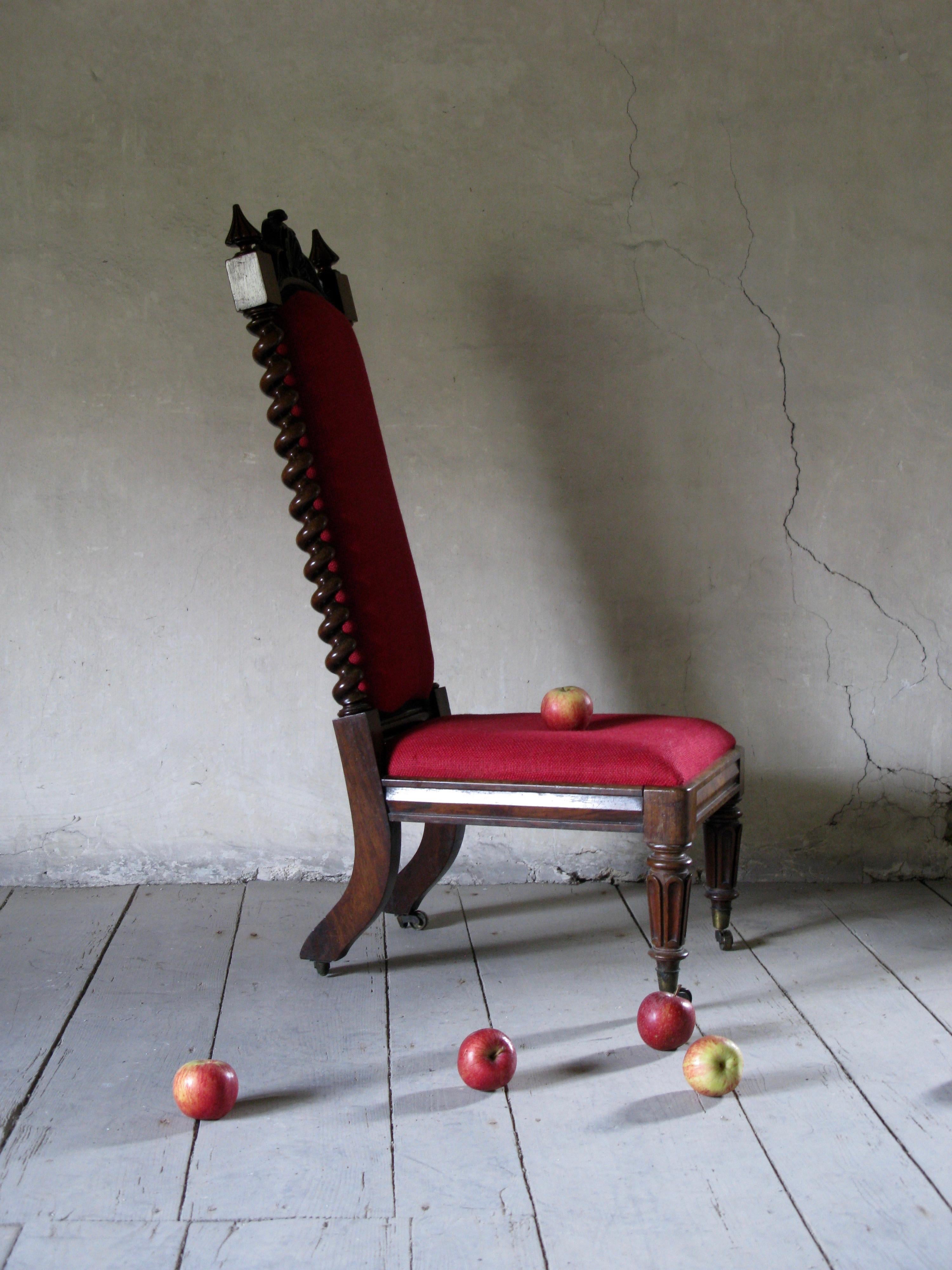 19th Century Hall Chair, Nursing Chair, Bedroom Chair, Bobbin Chair, Mahogany Chair For Sale