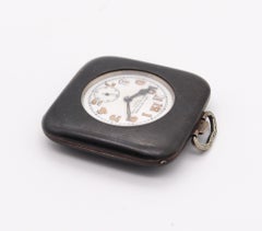 HALL DU VOYAGES 1900 Paris Travel Foldable Clock In Sterling Silver With Niello