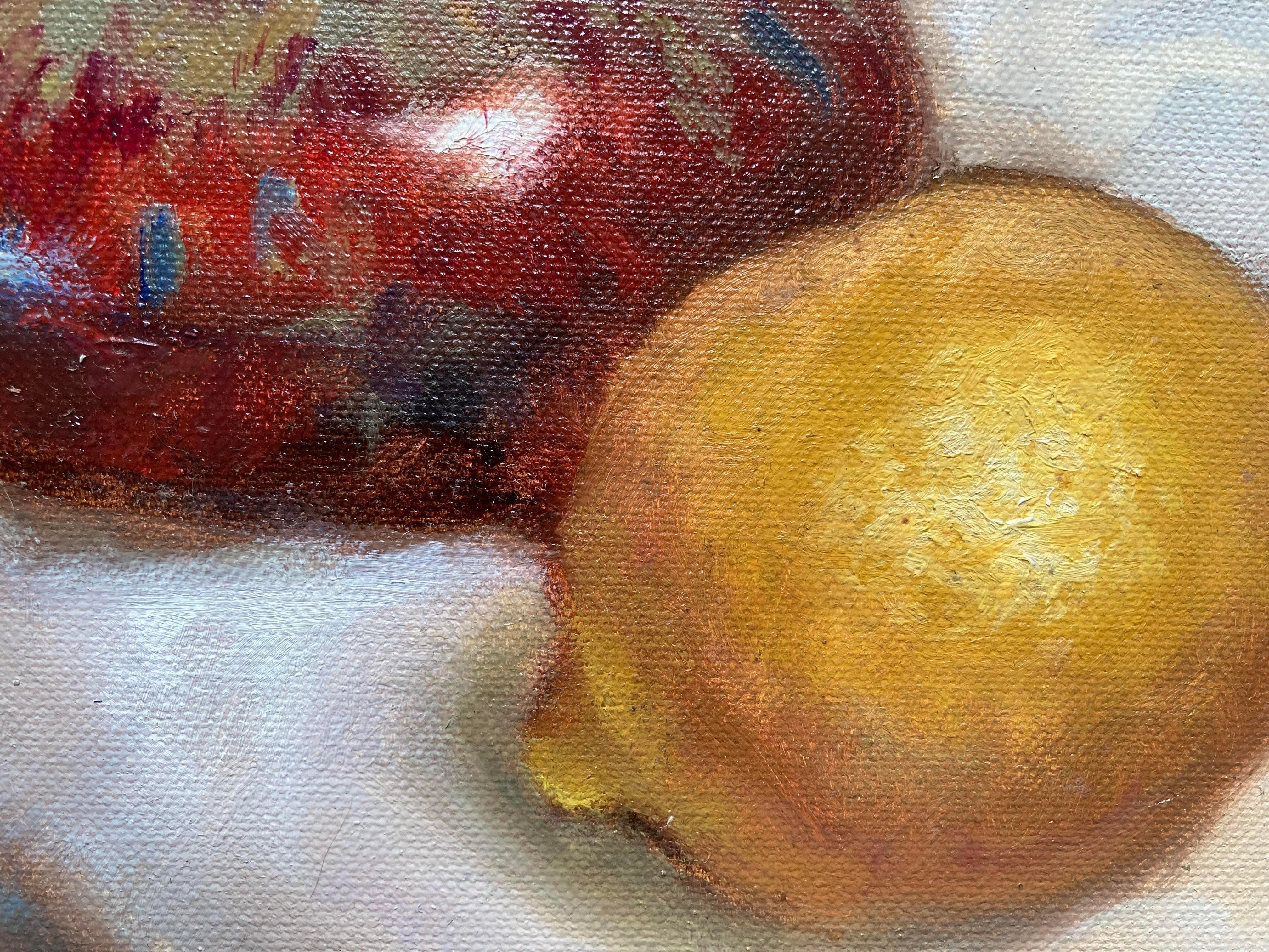 Limón con Jarrón Escarlata - Painting Impresionista de Hall Groat II