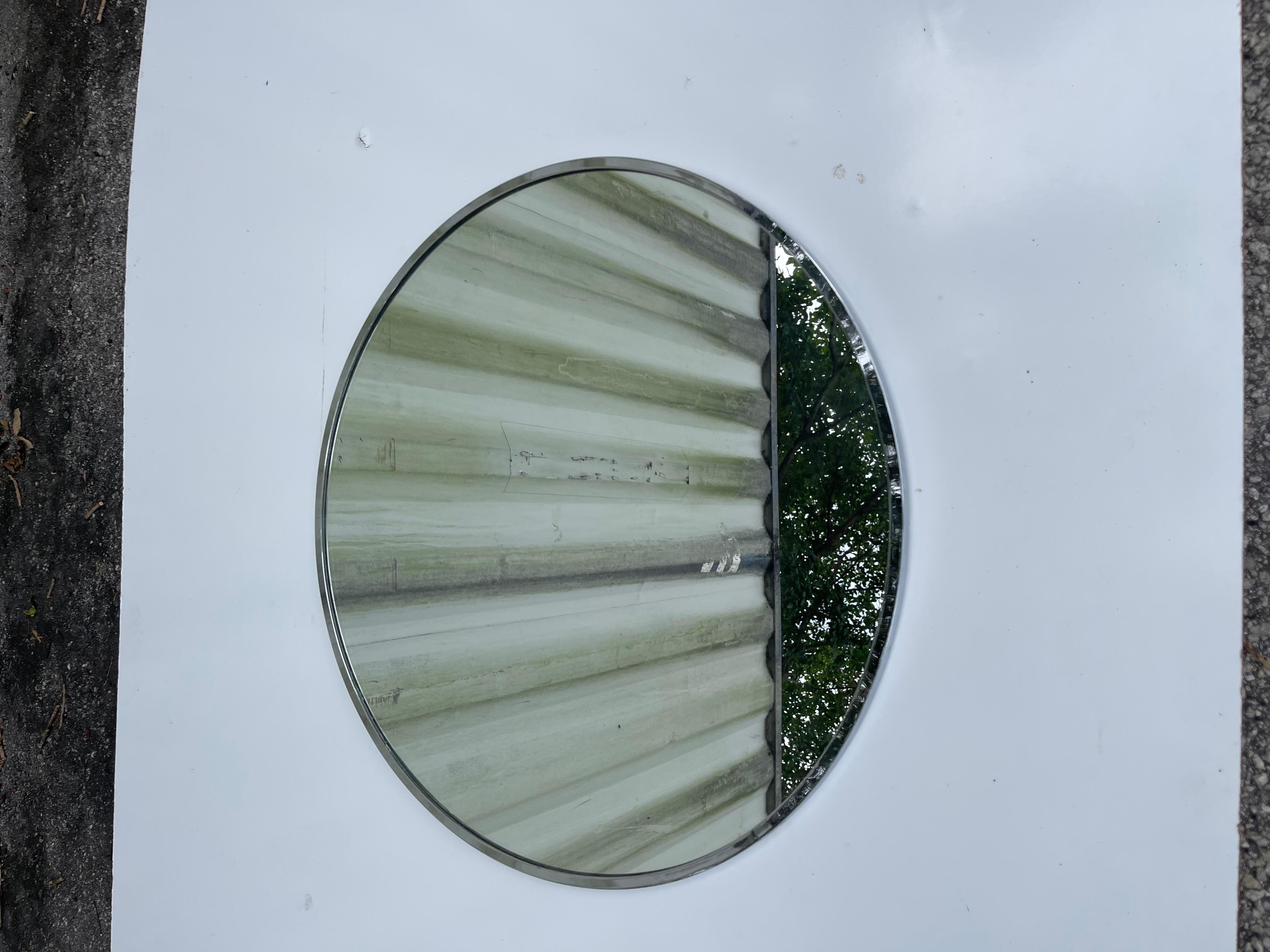 Mid-20th Century Hall-Mack Art Deco  Chrome Round Mirror For Sale