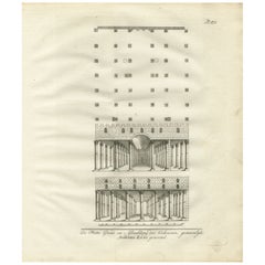 Sala de los Graneros de José en Egipto - Plano de planta y alzado Grabado, 1776