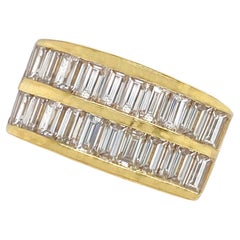 "Hall of Mirrors" 3.6 Carat Diamond Band with Two Rows of Baguettes in 18K Gold