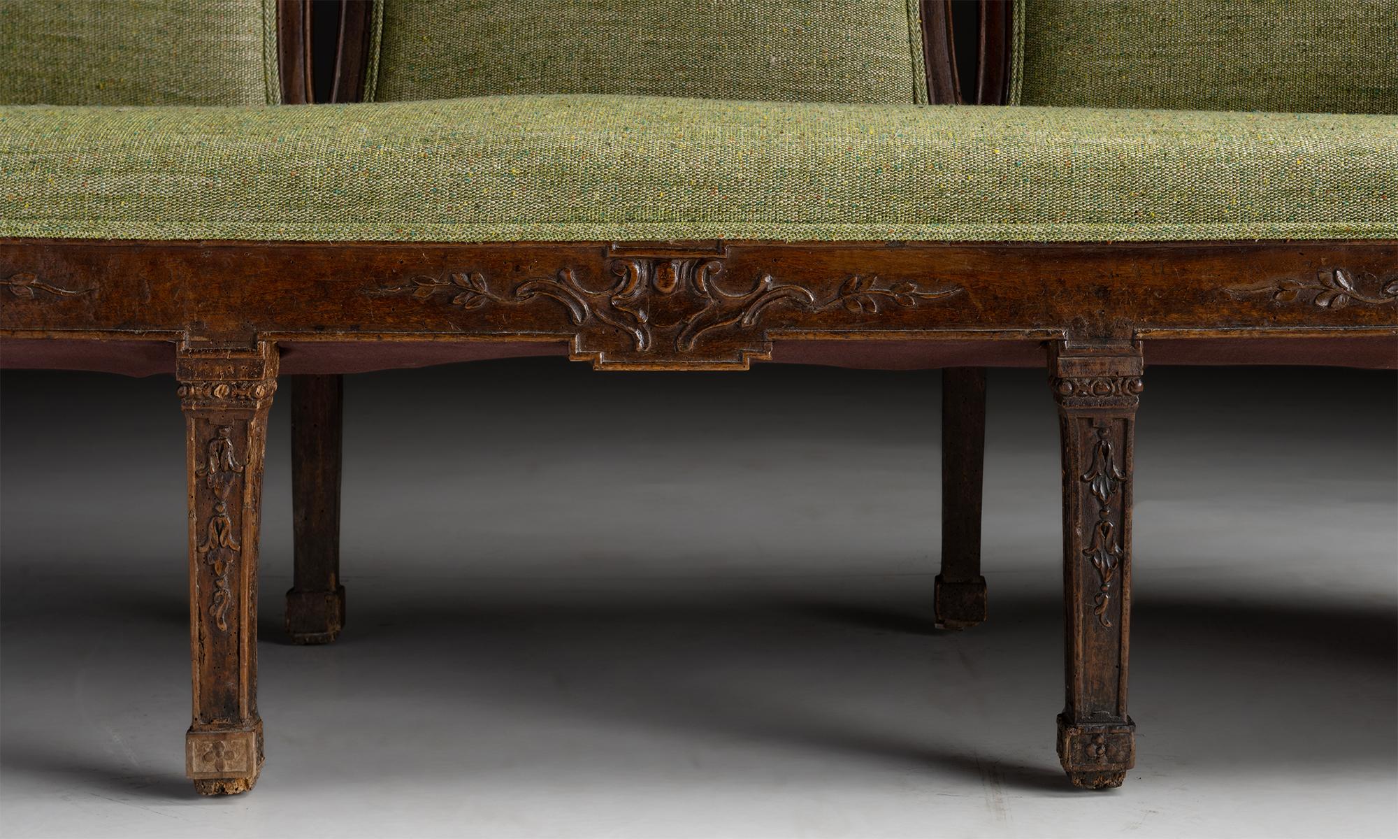Mid-19th Century Hall Sofa in Linen Wool Blend, France, circa 1840