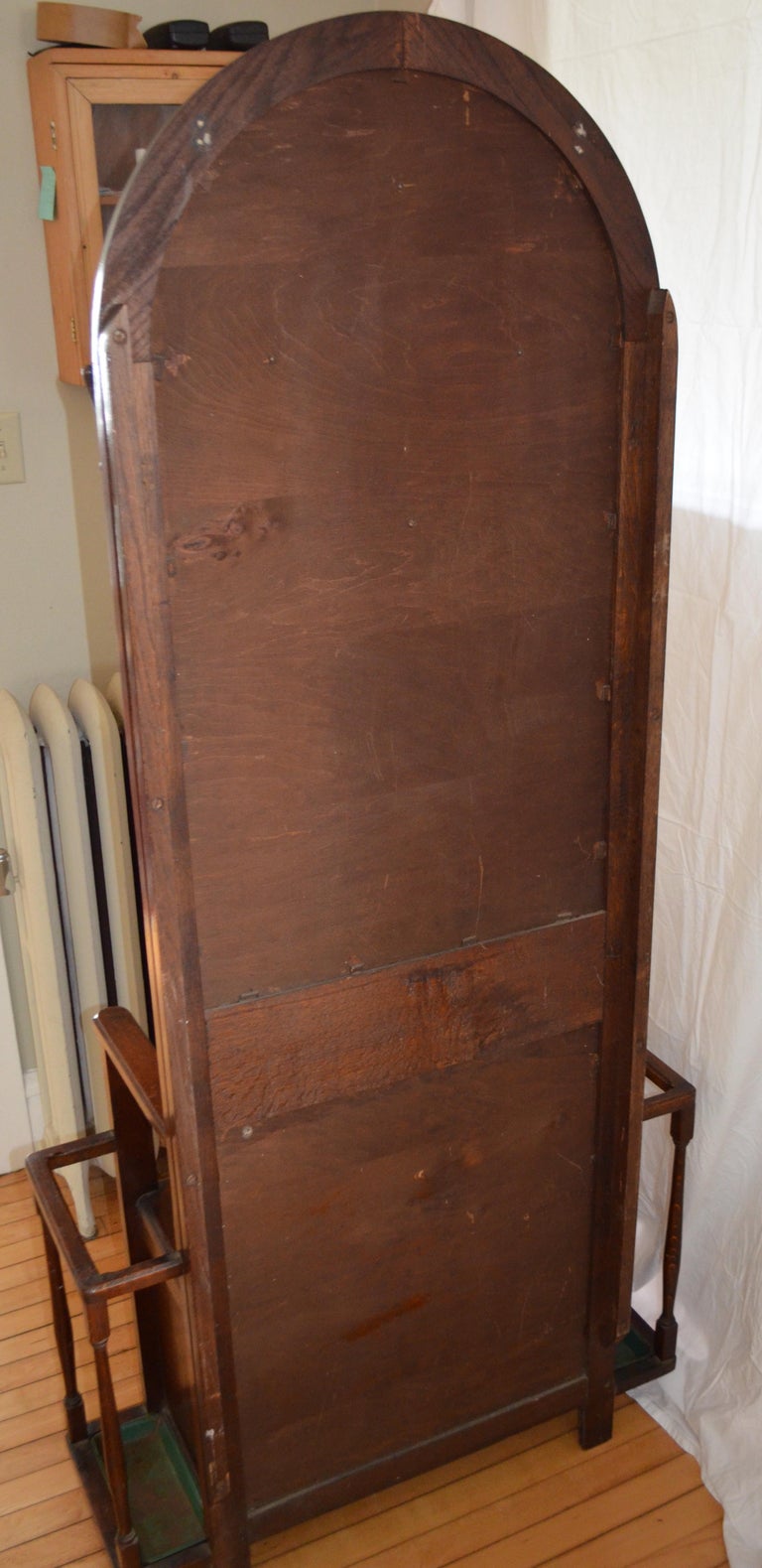 Hall Tree Coat Stand with Mirror, Antique Oak, Hallway ...