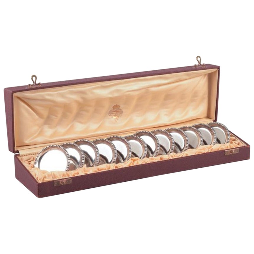 Hallberg, Proveedor de la Corte Real Sueca. Doce posavasos de cristal plateado. en venta