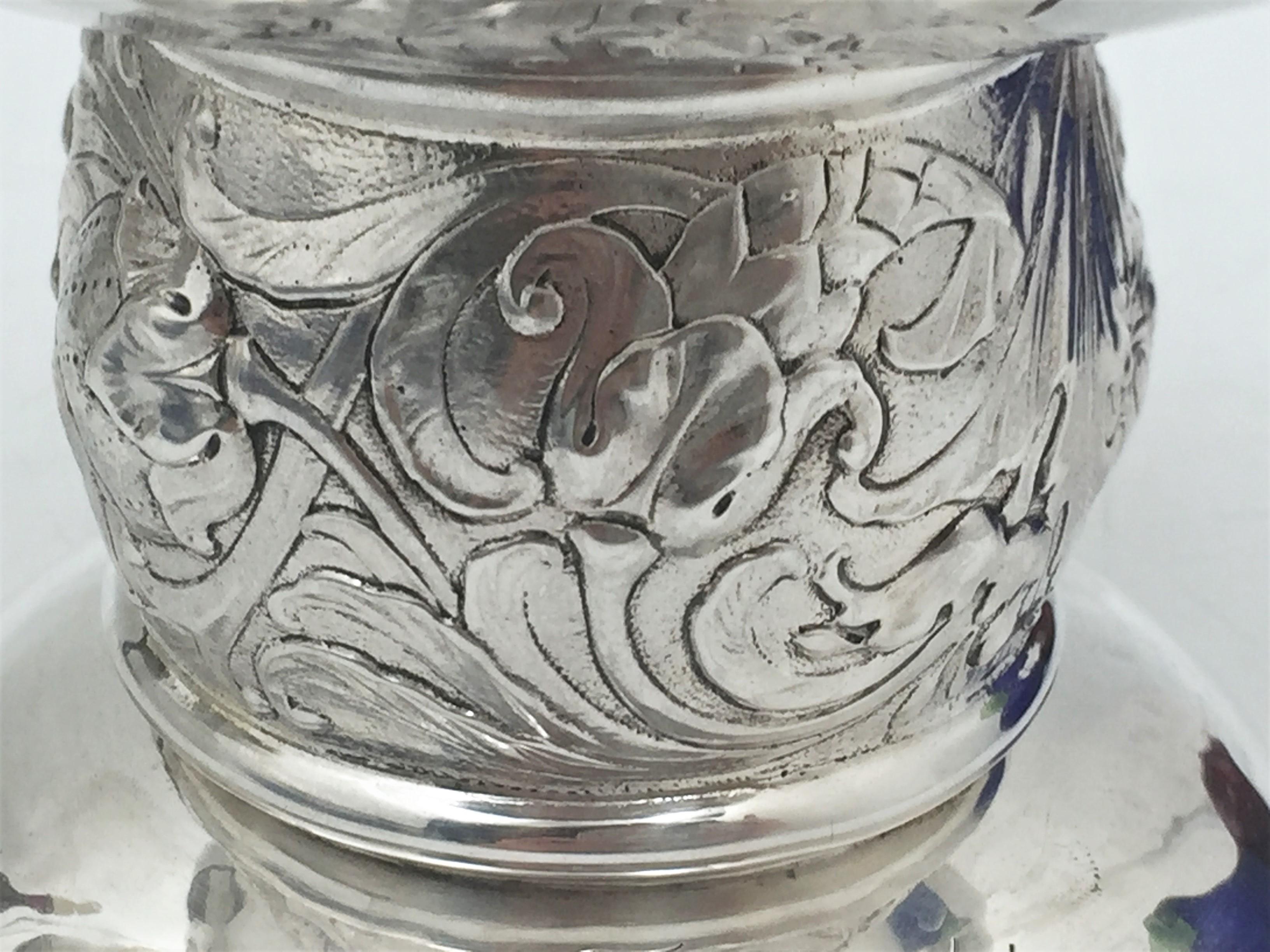 Early 20th Century Hallberg Swedish Silver 1919 Art Nouveau Hand Hammered Compote Bowl For Sale