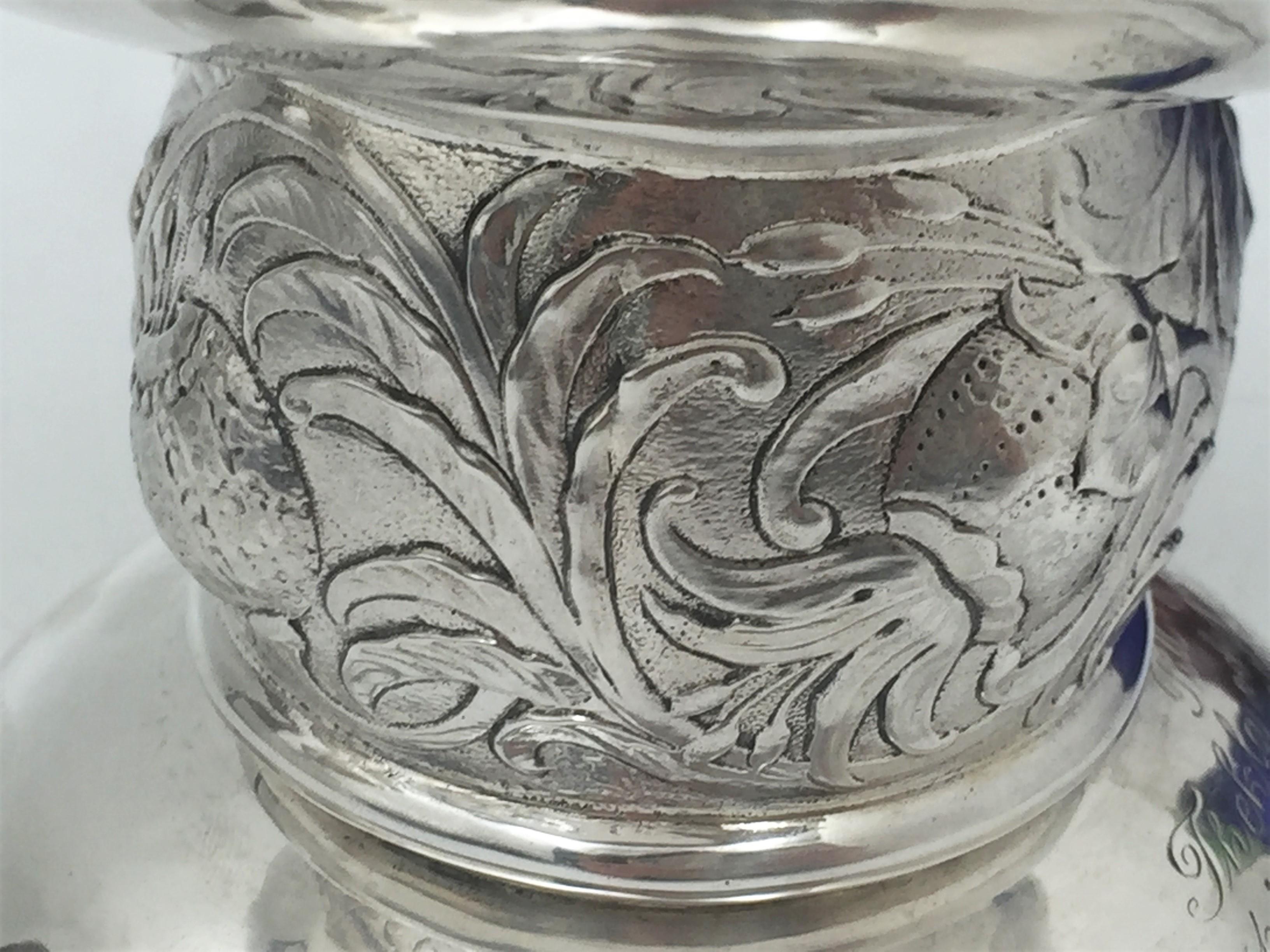 Hallberg Swedish Silver 1919 Art Nouveau Hand Hammered Compote Bowl For Sale 1