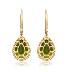 Halle 14K Yellow Gold Pear-Cut Peridot Earring