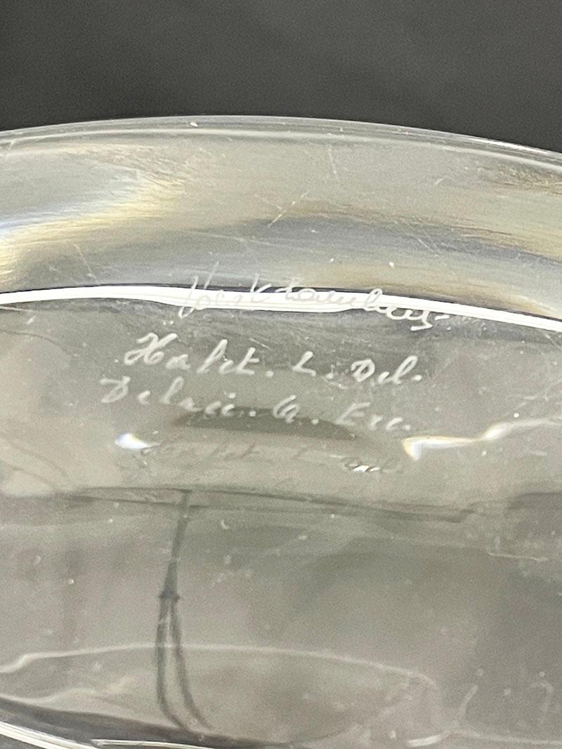 XX secolo Hallet, Delvenne per Val Saint Lambert vaso di cristallo con animale Stambecco, firmato in vendita