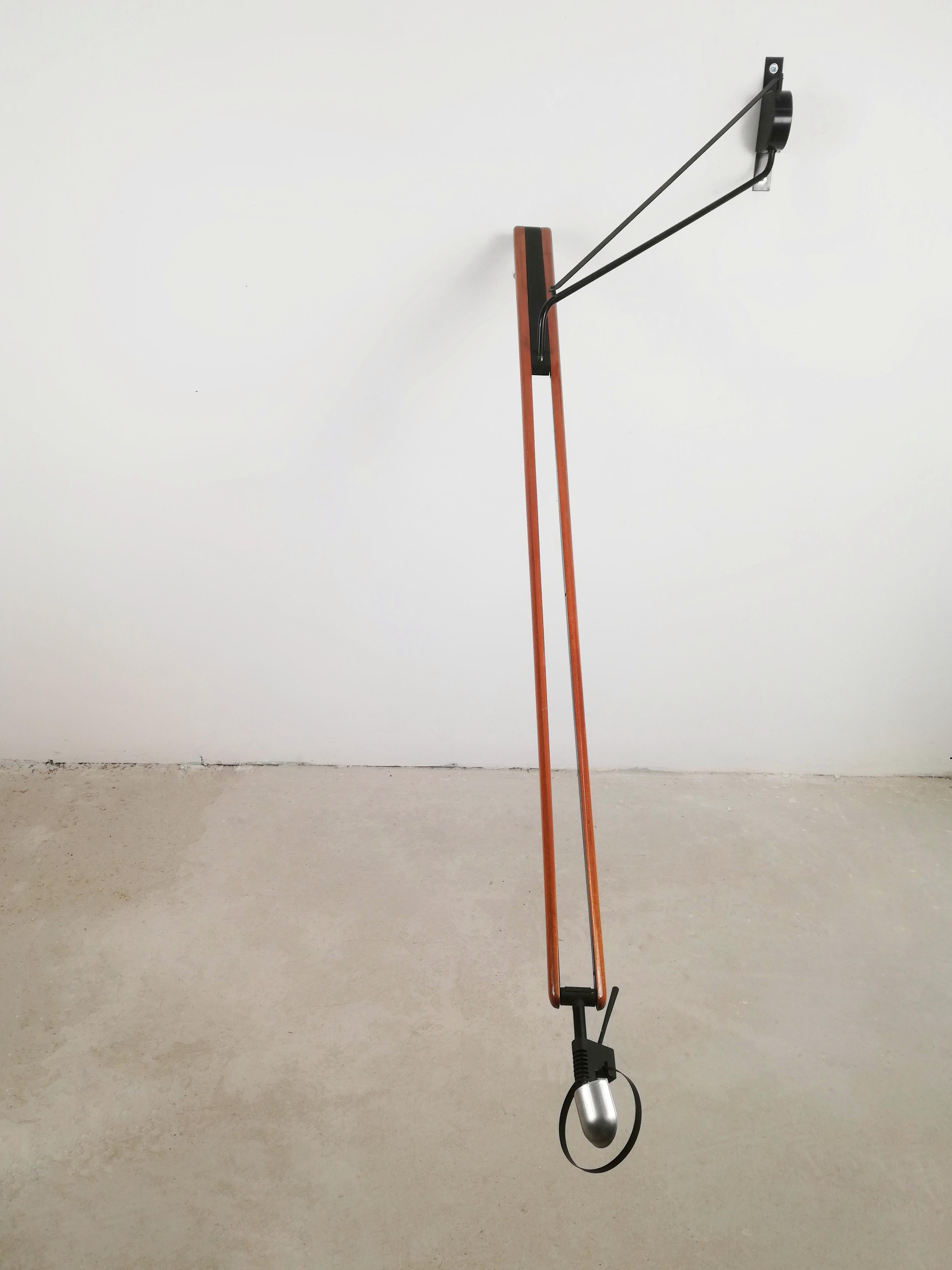 Halley Wall Lamp with Adjustable Arm in Layered Wood by Paf Studio, Italy, 1980s For Sale 3