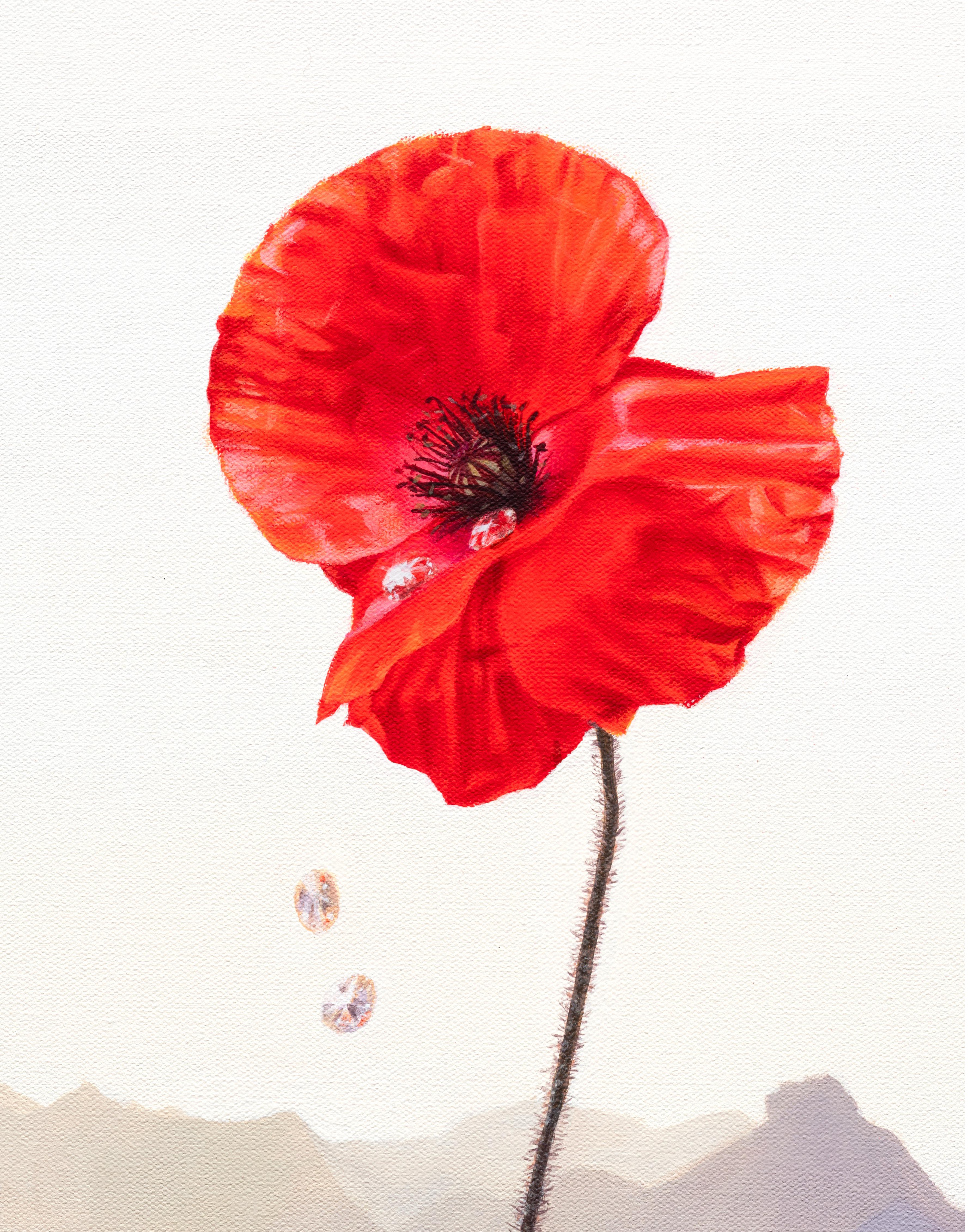 Diamonds in Bloom - Original floral realism Malerei - moderne surrealistische Kunst im Angebot 1