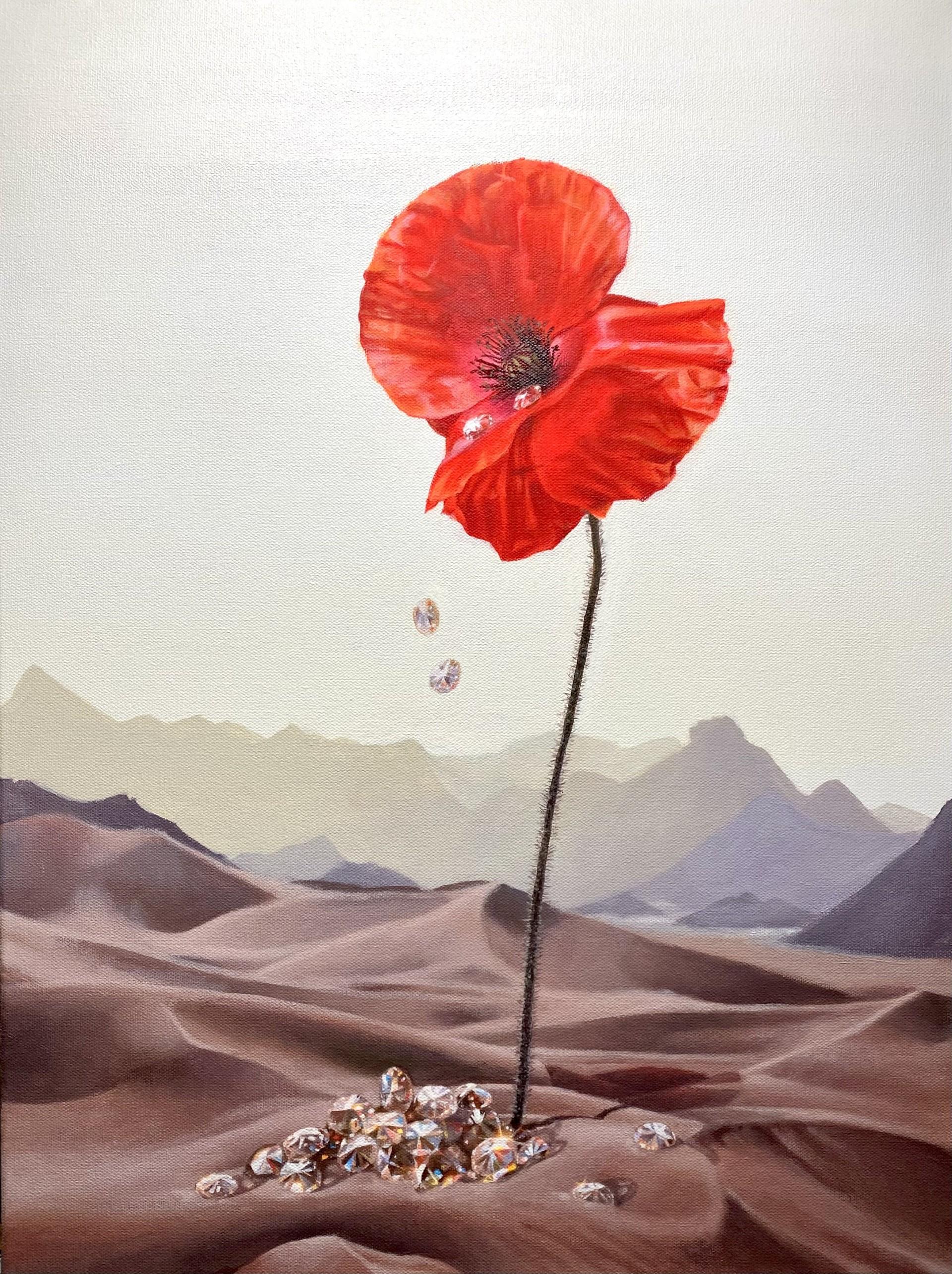 Diamonds in Bloom - Original floral realism painting - modern surrealistic art