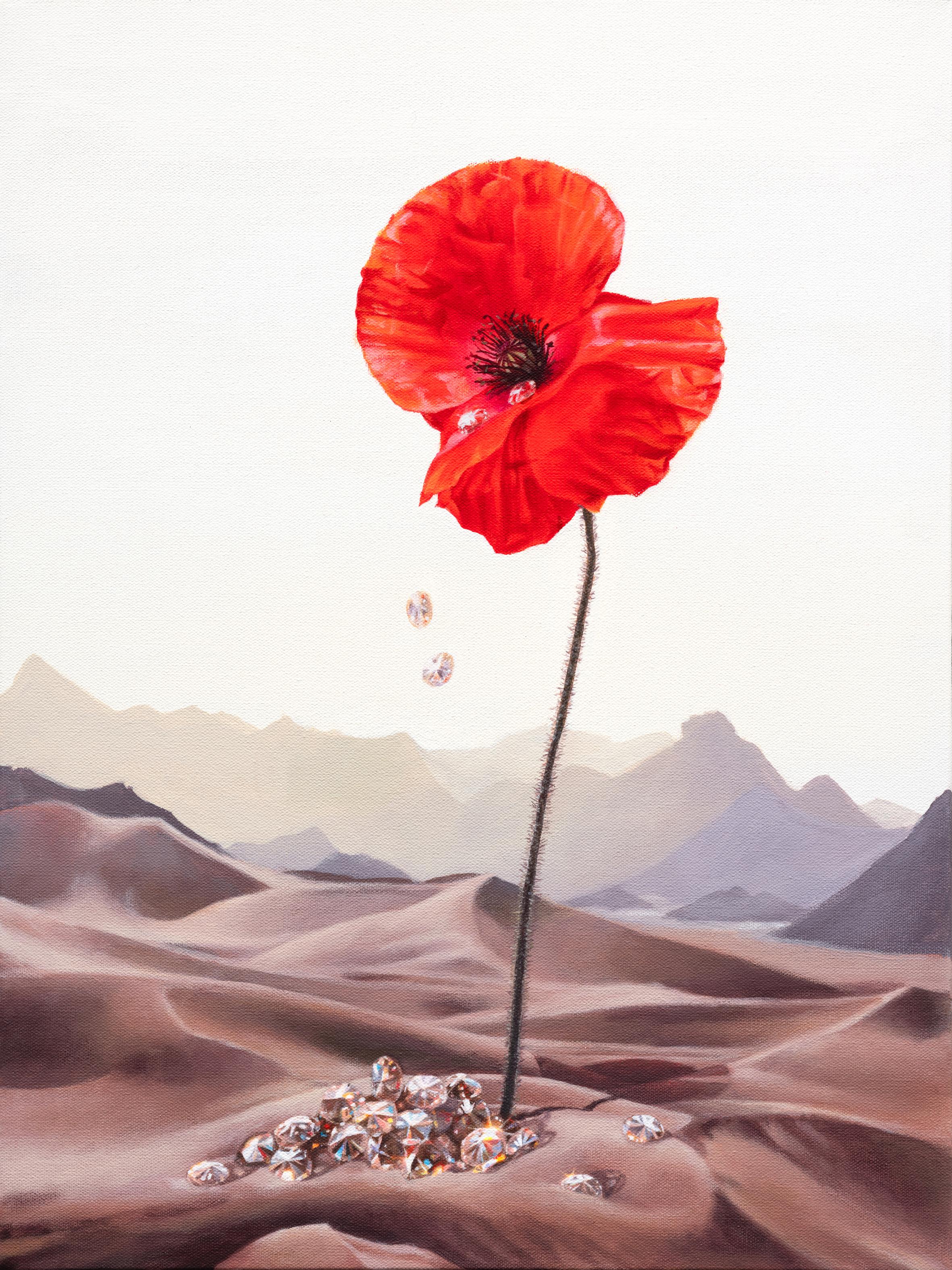 Diamonds in Bloom - Original floral realism Malerei - moderne surrealistische Kunst – Art von Hallie Packard