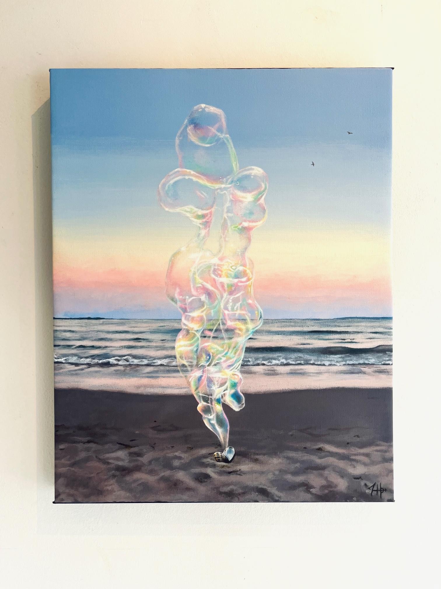 Djinn- Original contemporary seascape landscape surrealistic painting-modern art - Surrealist Art by Hallie Packard